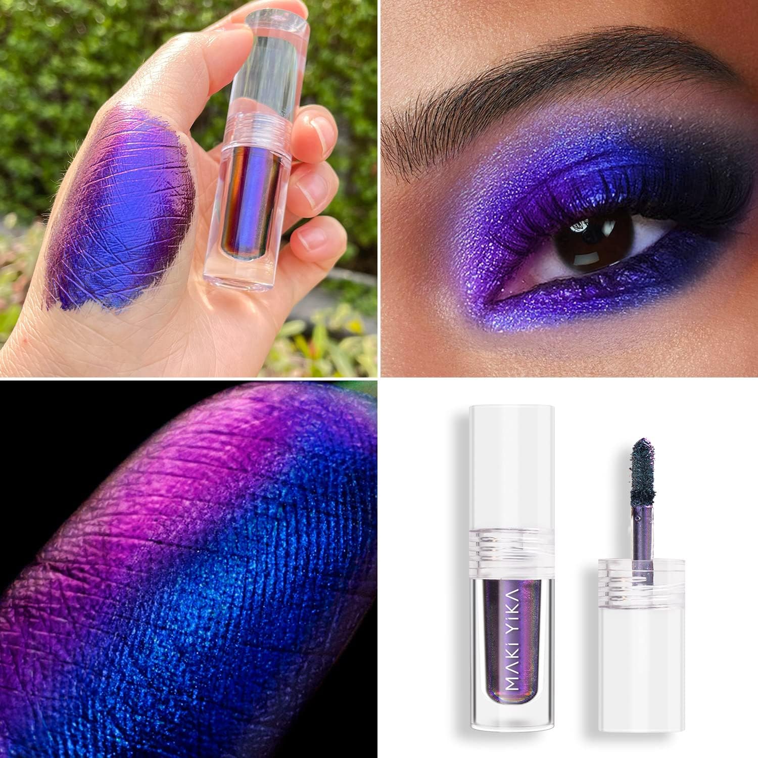 Maki Yika Glitter Eyeshadow Purple Liquid Multichrome Eyeshadows Long Lasting Metallic Chameleon Eye Shadow Holographic Eye Topp