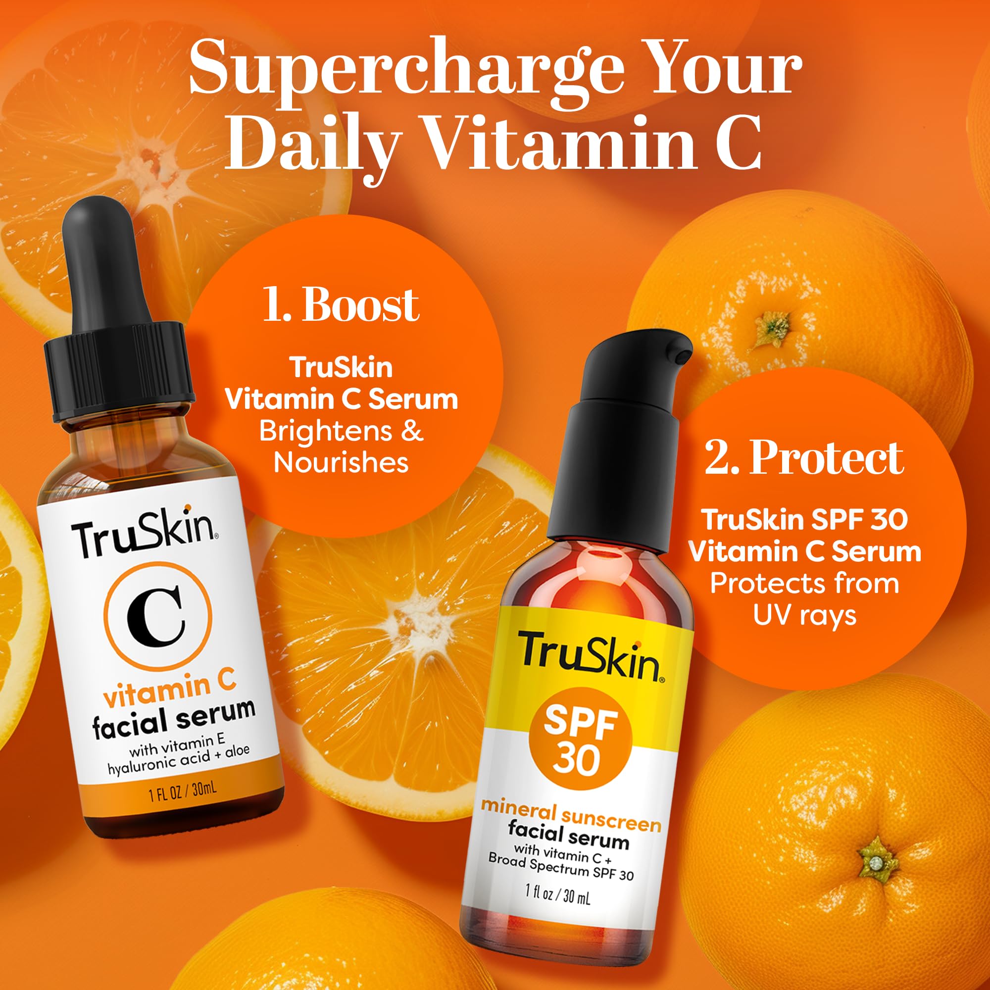 TruSkin Sunscreen Serum for Face - SPF 30 Universal Tinted Mineral Sunscreen Face Serum - Lightweight Transparent Finish - Zinc