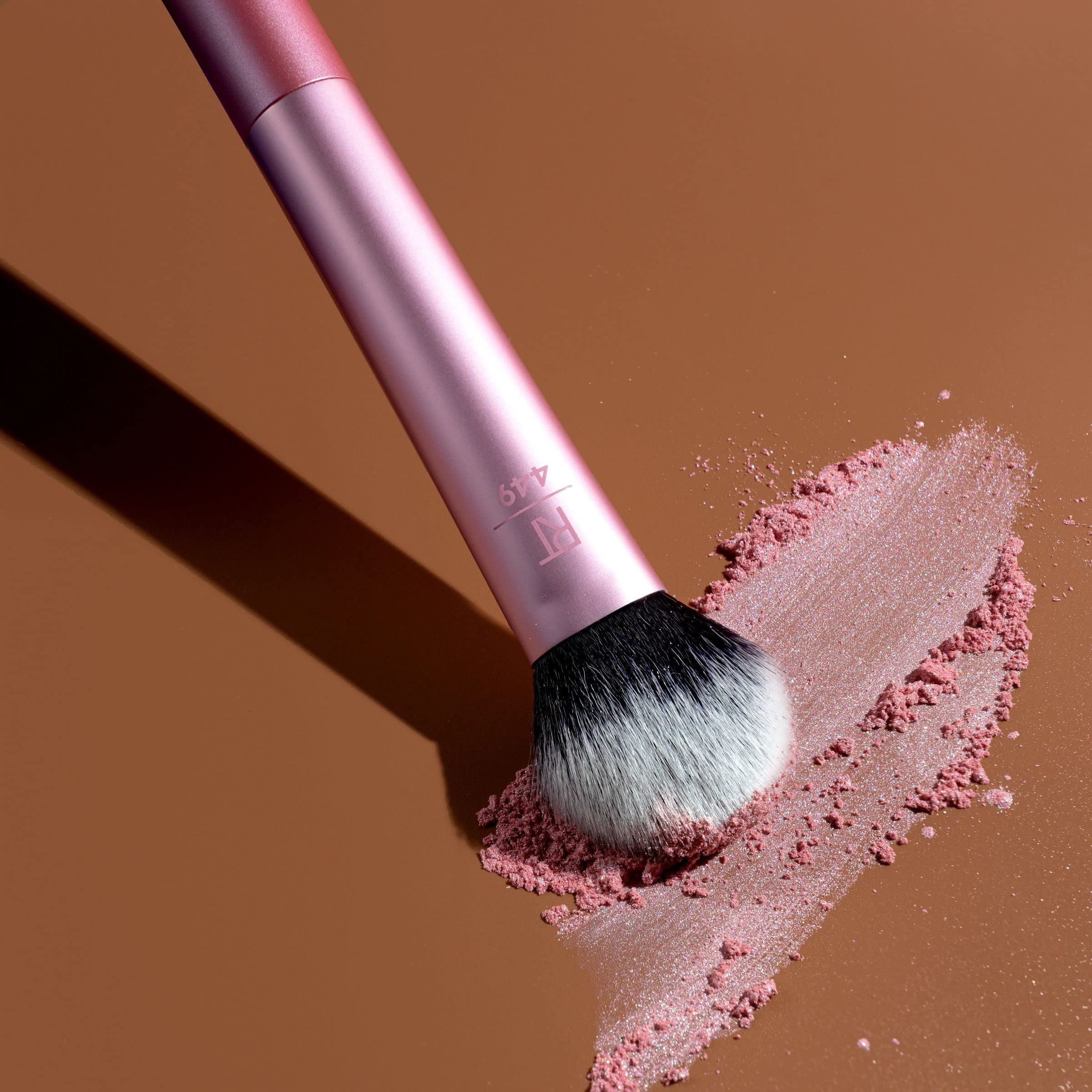 Real Techniques Tapered Cheek Makeup Brush, For Blush, Highlighter, Loose, Or Pressed Powder, Soft, Synthetic Bristles, Precise