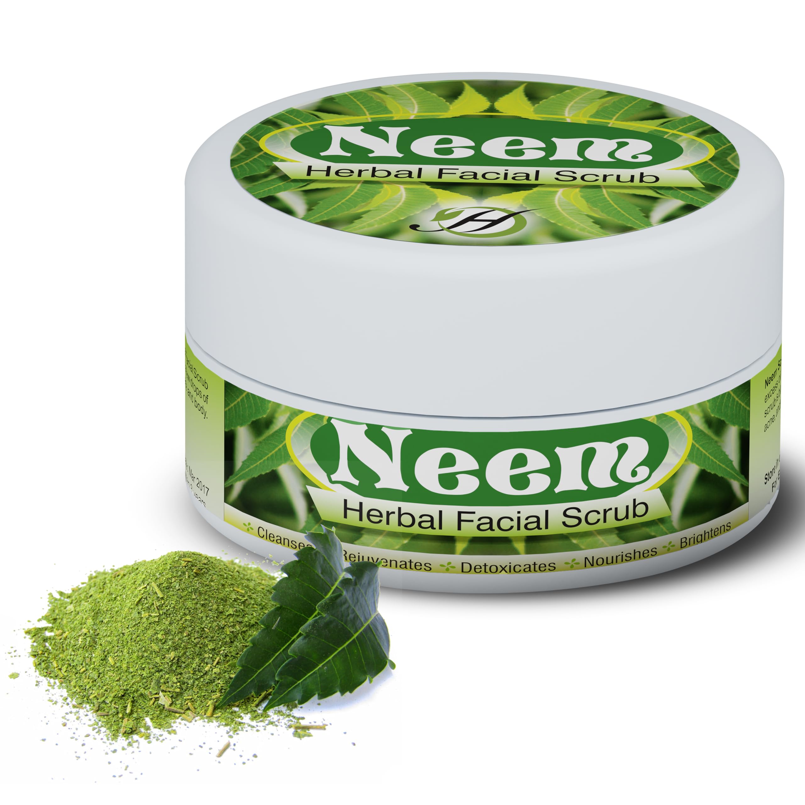 Herboganic Neem Facial Scrub - Natural and Gentle Face Scrub for Deep Cleansing and Moisturizing - Vegan Skincare - 5.30 oz