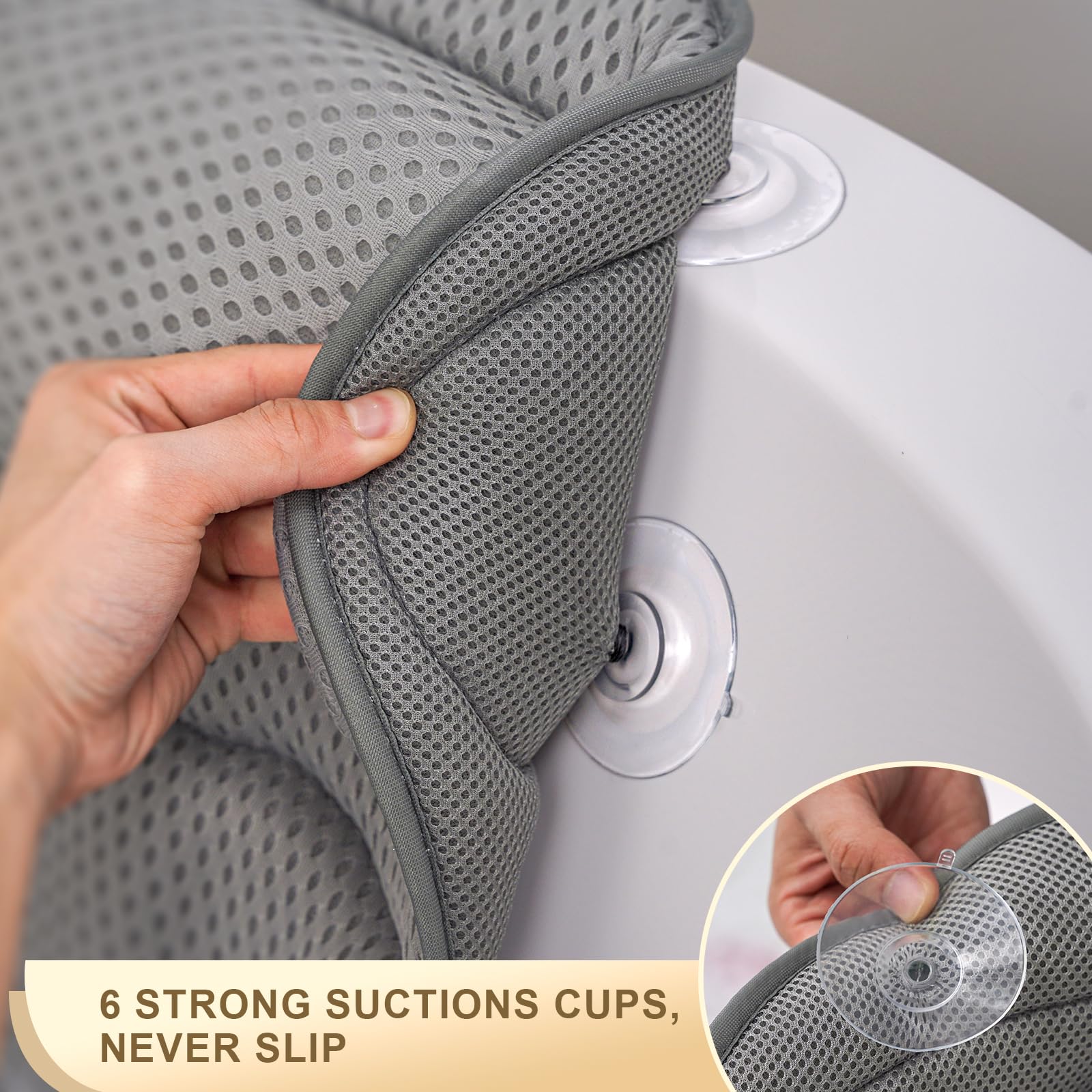 Bath Pillow Luxury Bathtub Pillow, Extra Soft & Comfortable Bath Pillow For Tub Head Neck And Back Support, With 4D Air Mesh Cus