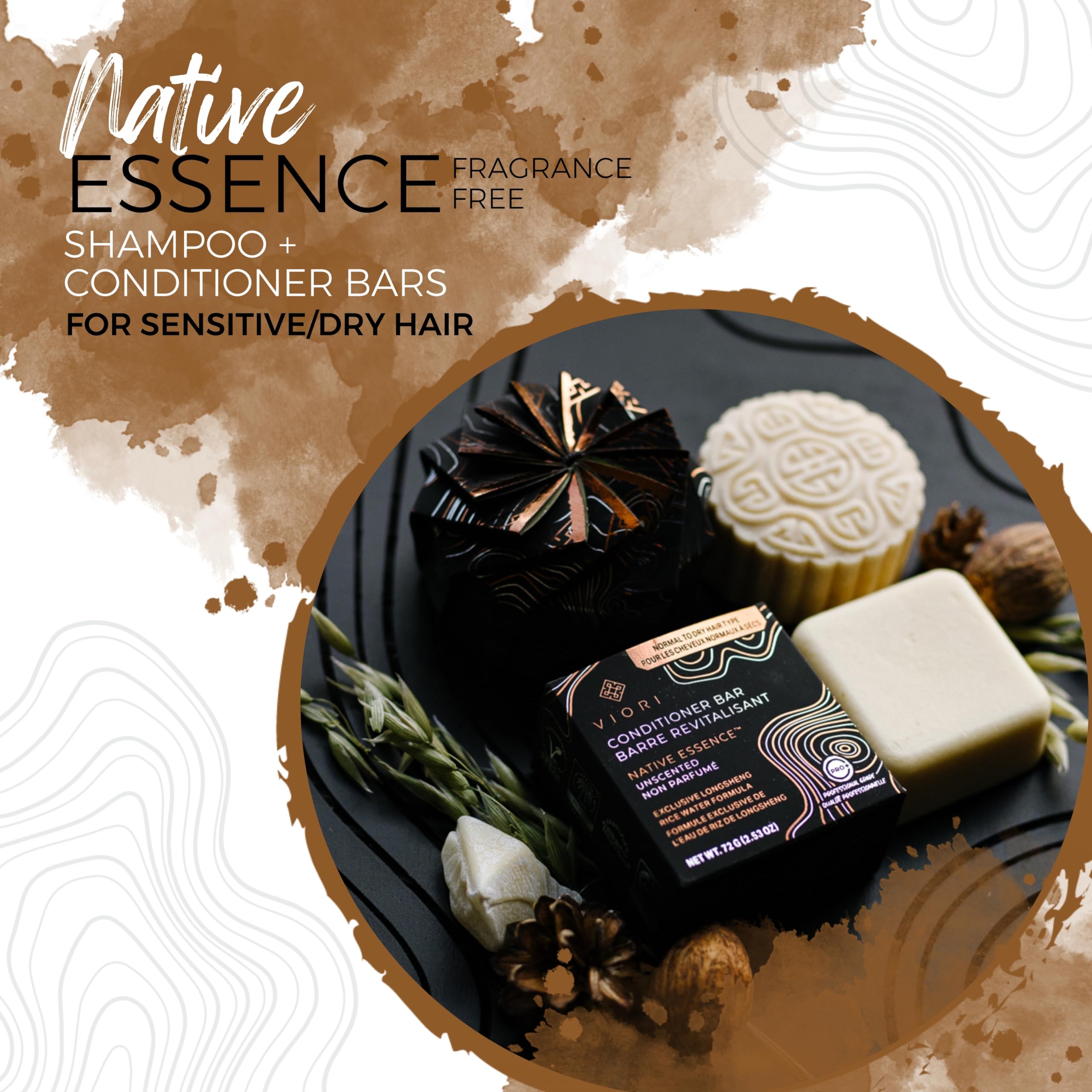 Viori Native Essence Shampoo Bar Made With Rice Water - Handcrafted All Natural Shampoo Bars - Sulfate Free Shampoo