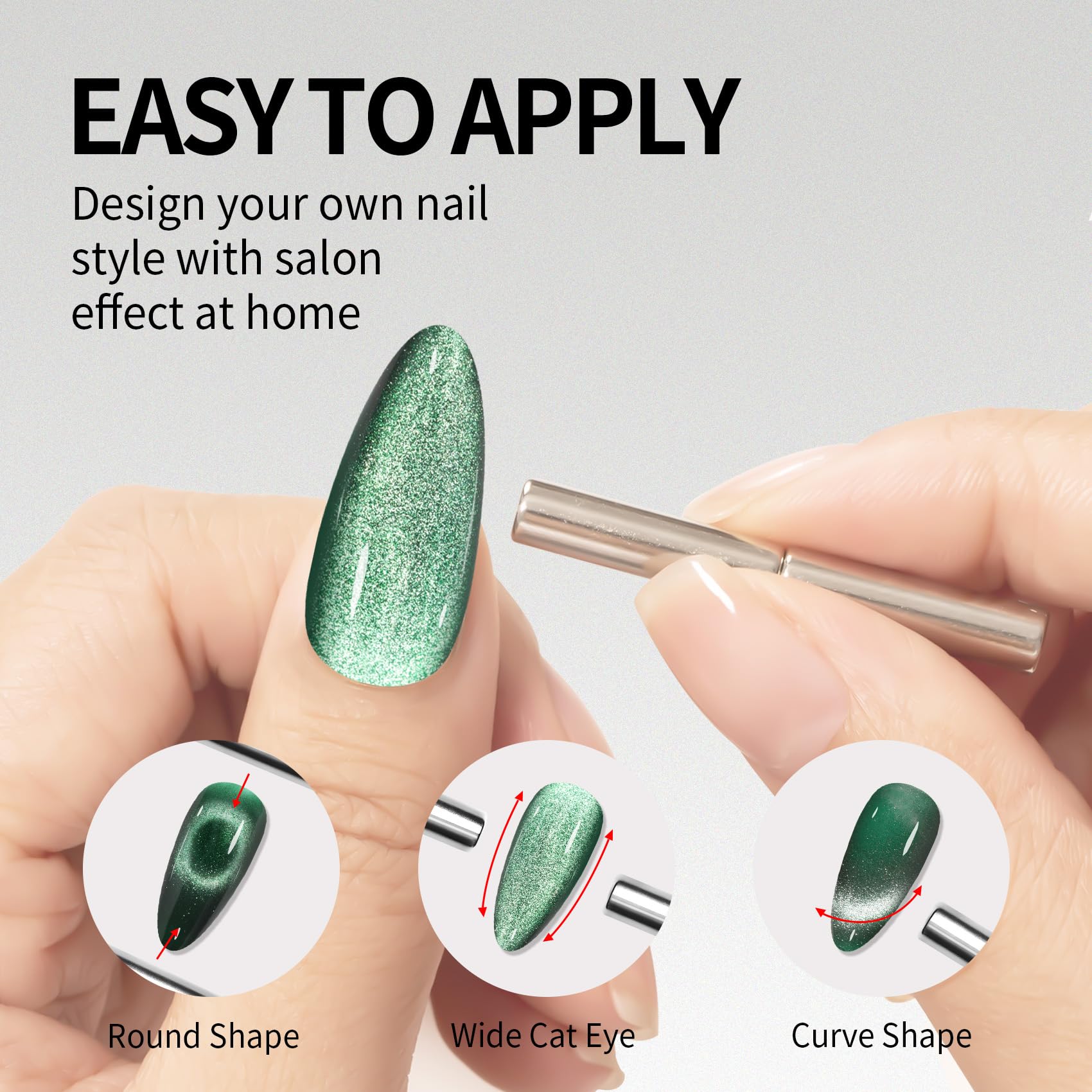 Maychao 15Ml Cat Eye Gel Nail Polish 1Pc Green Gel Polish With Magnet Soak Off Holographic Magnetic Nail Polish For Nail Art Man