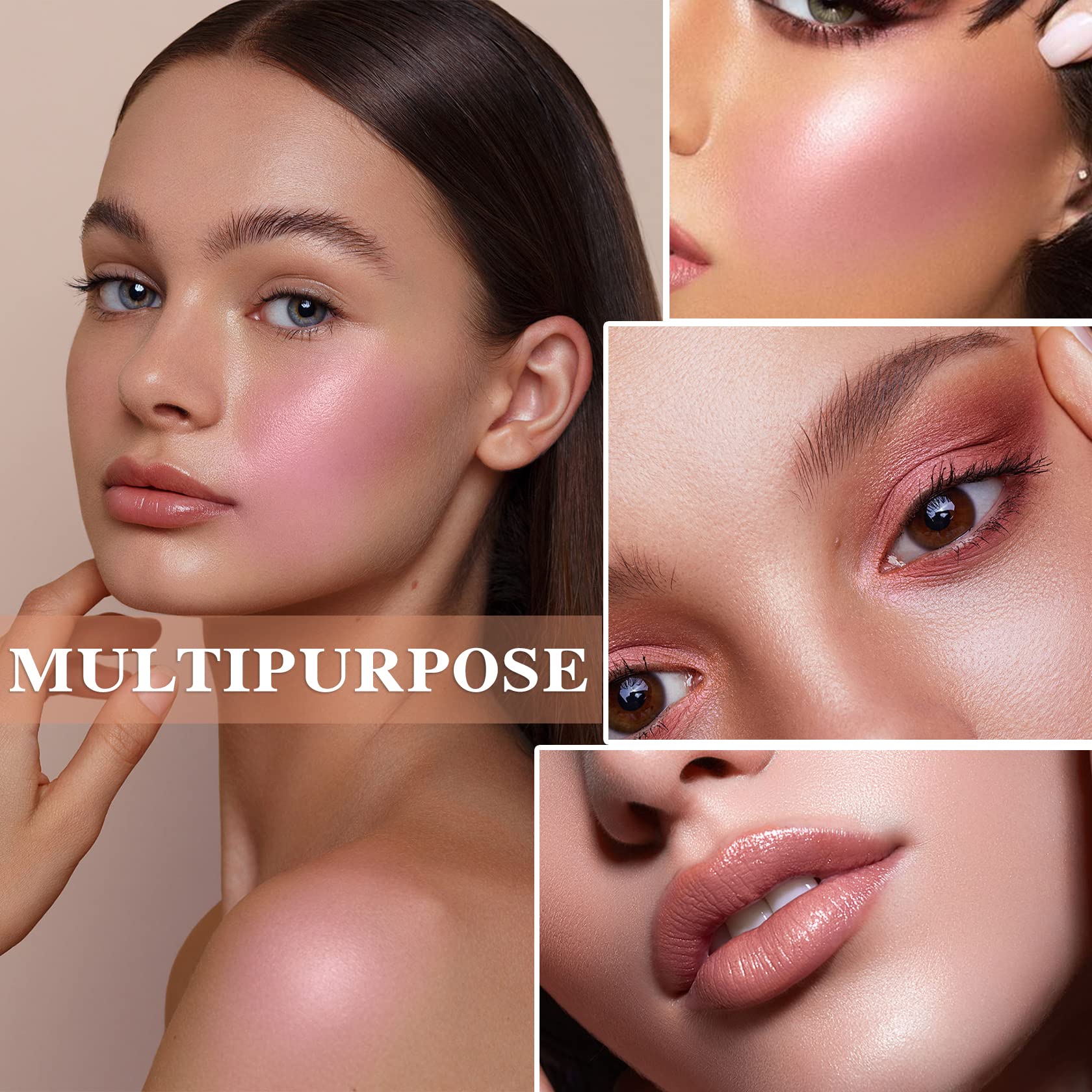 Waterproof Multi Cream Blush Stick With Brush,Lightweight,Long-Lasting,Easy To Use,2 In 1 Multi Stick Blush For Cheeks & Lip Tin