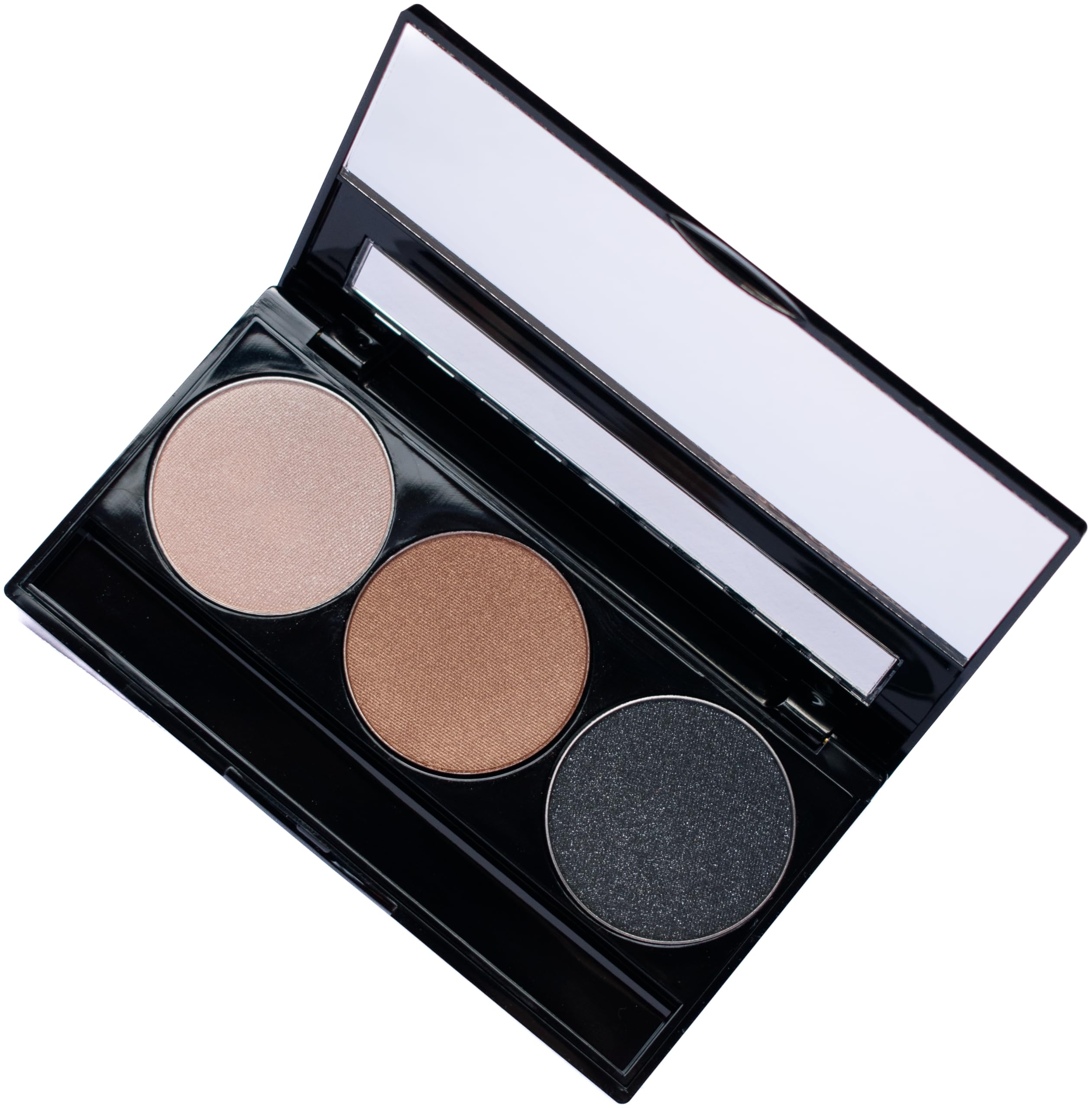 Pure Ziva Metallic Shimmer Off White, Gold Bronze Brown, And Glitter Black Vegan Eyeshadow Trio Palette; Talc, Paraben & Cruelty
