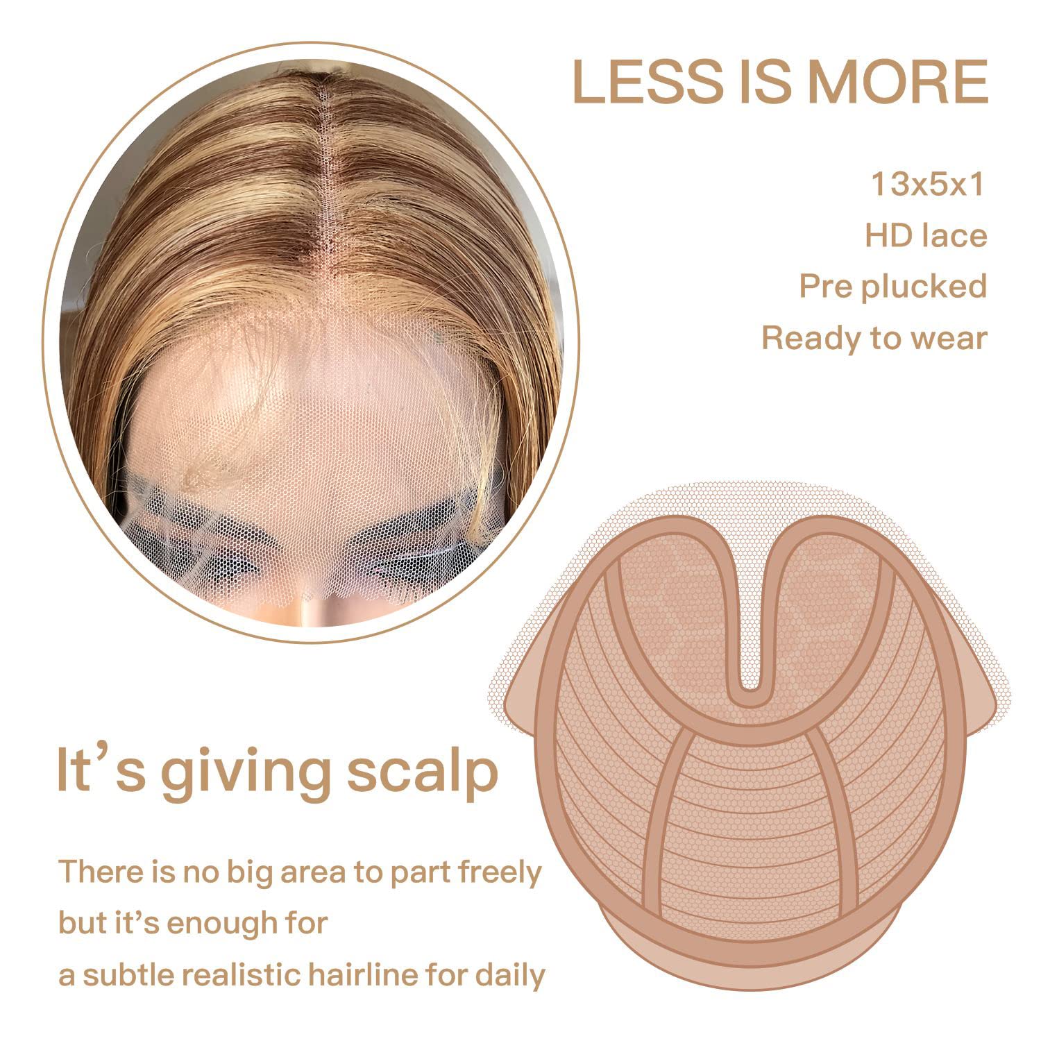 Brownbomb Honey Blonde Lace Front Wig - Pre Plucked, Ready To Wear, Hd Glueless 13X5X1 - Highlight Synthetic Straight Wig For Wo