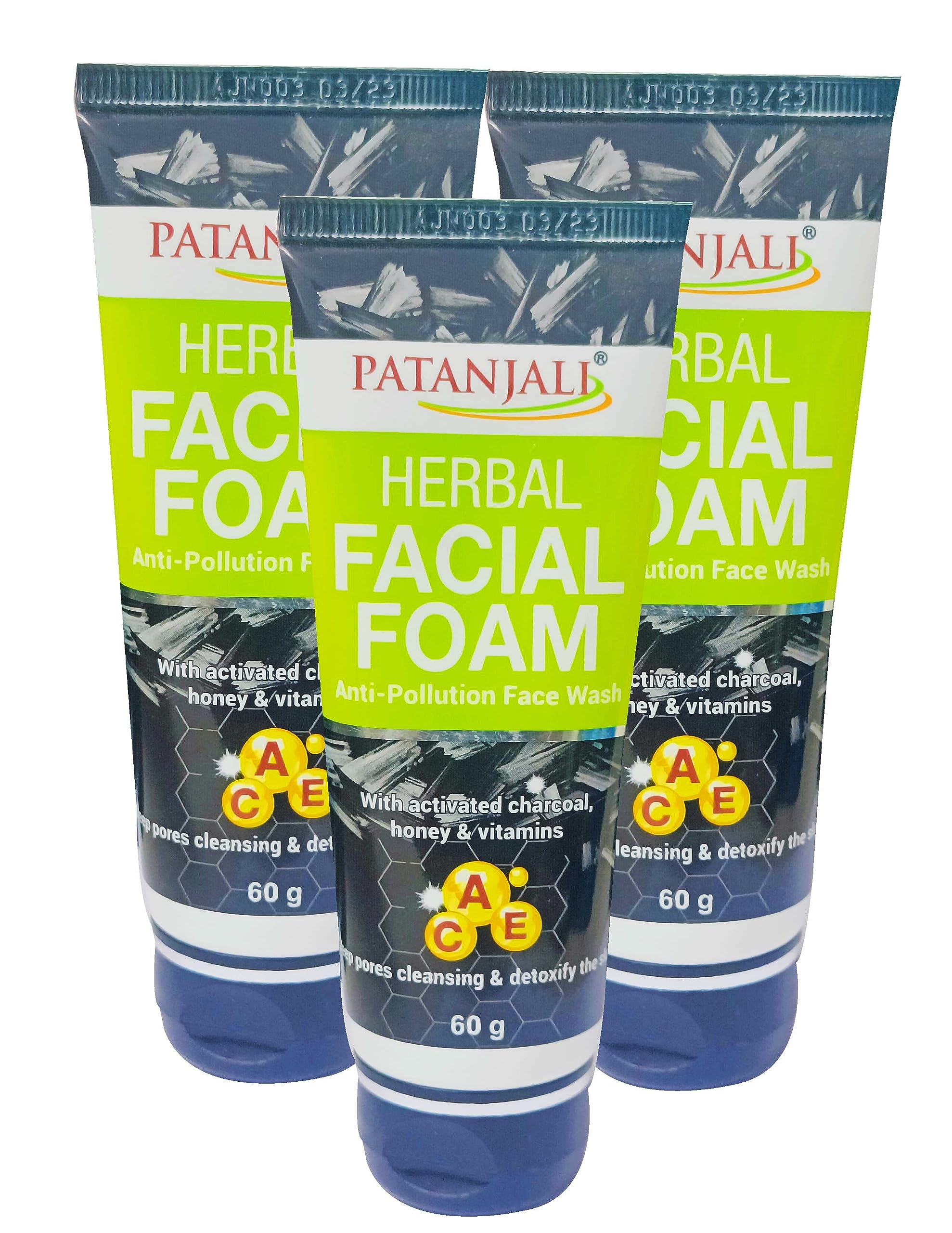 Patanjali Herbal Facial Foam, 60 Gm (Pack Of 3)