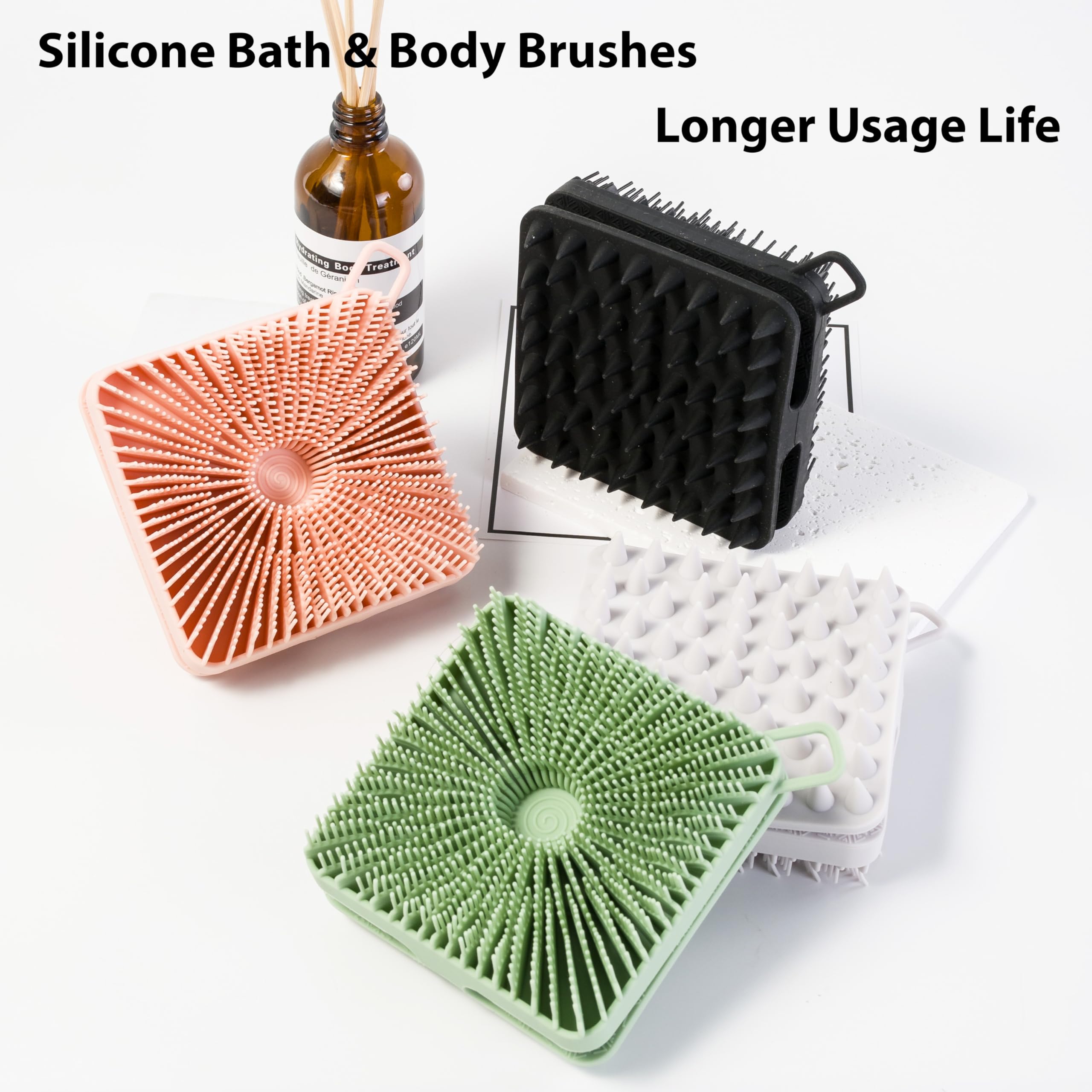 2 PC Silicone Exfoliating Body Scrubber, Silicone Body Shampoo Brush, Soft Silicone Loofah for Sensitive Skin, Shower Silicone H