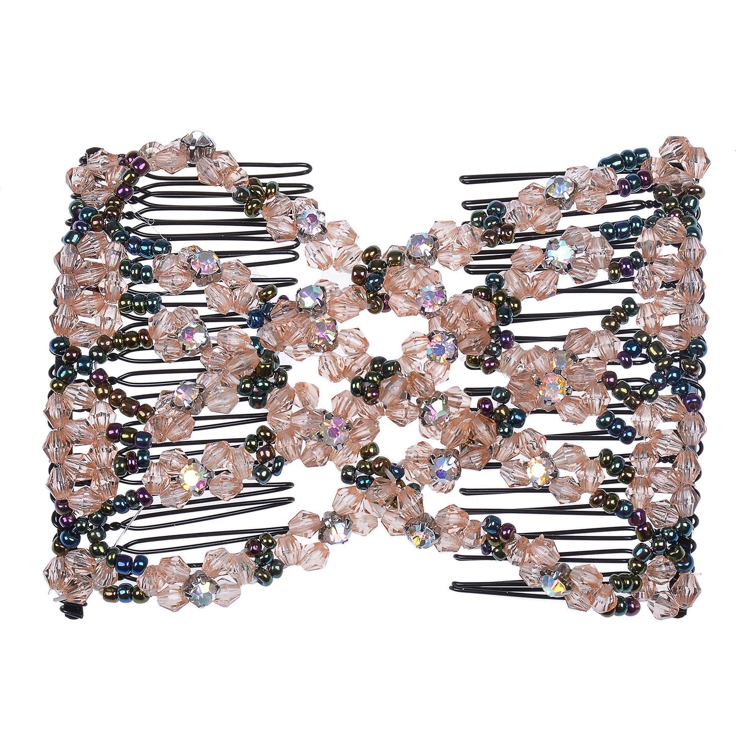 Lovef 1pcs Multifunction Beaded Magic Hair Accessory with Elastic Double Easy Clips and Insert Hair Jewelry (CoffeeB)