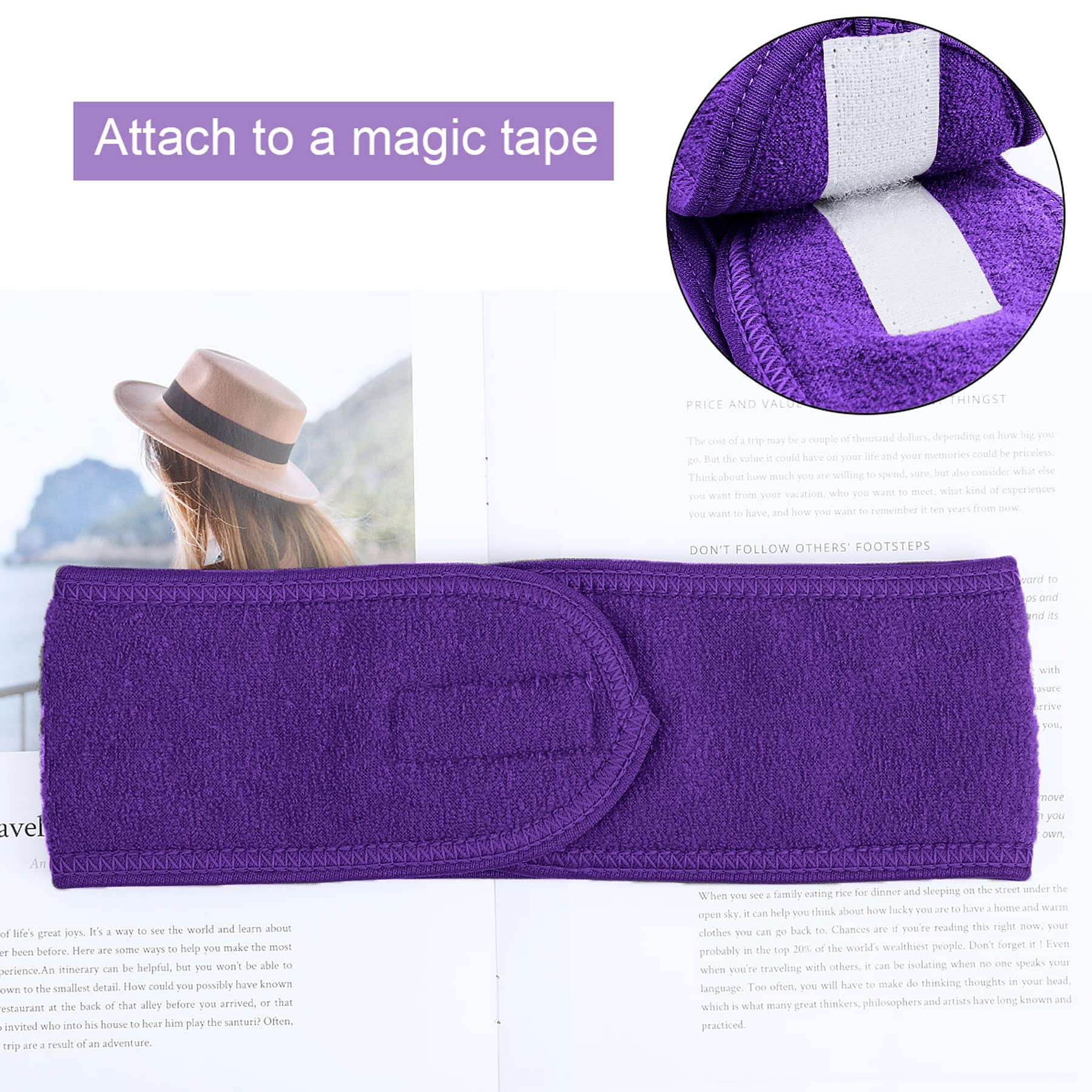 Lades Face Washing Skincare Headband - Terry Cloth Adjustable Face Wash Headbands For Make Up,Spa Faicla Mask