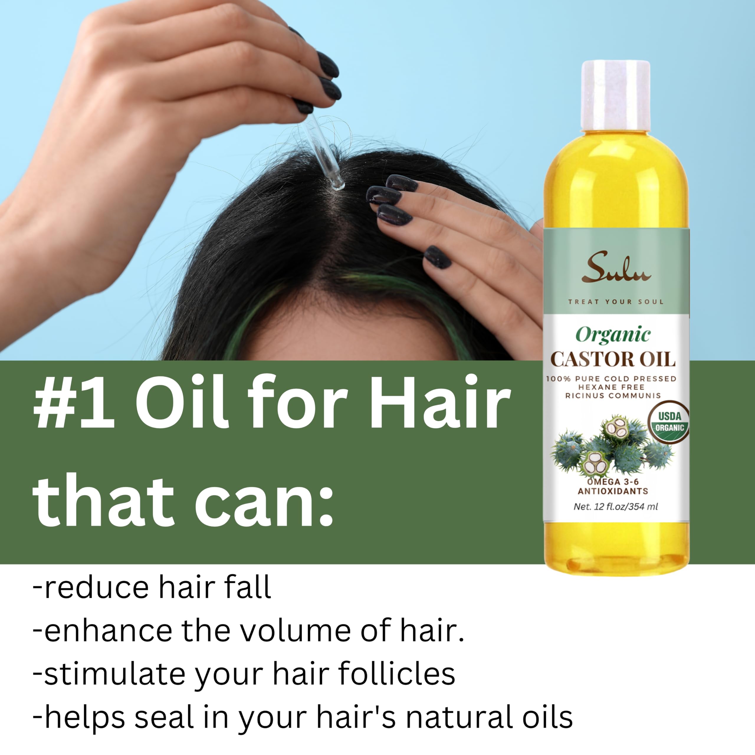 12 Ounces 100% Cold Pressed Hexane Free Castor Oil USP