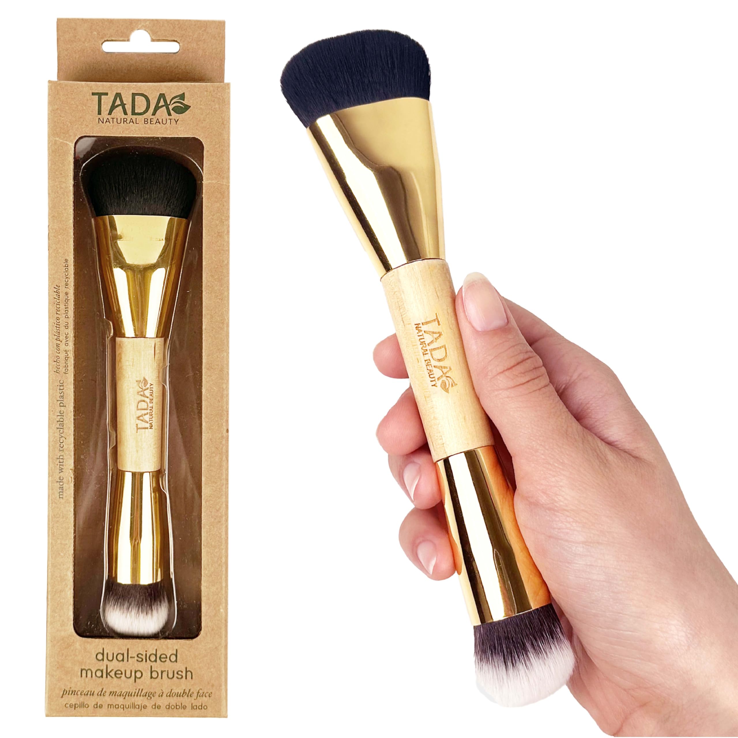 TADA Natural Beauty Makeup Brush  Kabuki Brush Blush Brush, Setting Powder Blush & Bronzer (2in1 Dual Brush)