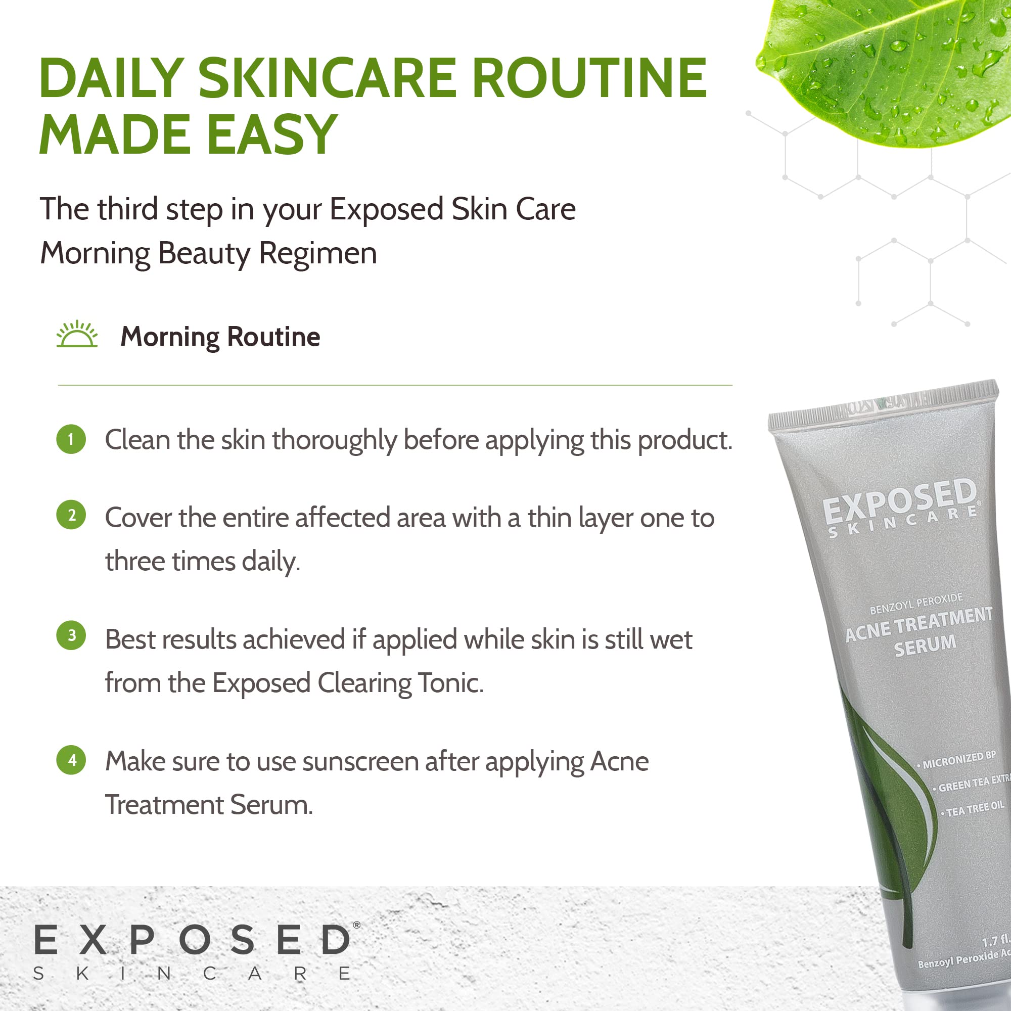 Exposed Skin Care Acne Treatment Serum Step 3 - Quickly Reduces Pimple Size and Redness - 12 Hour Spot Treatment - 3.5% Benzoyl