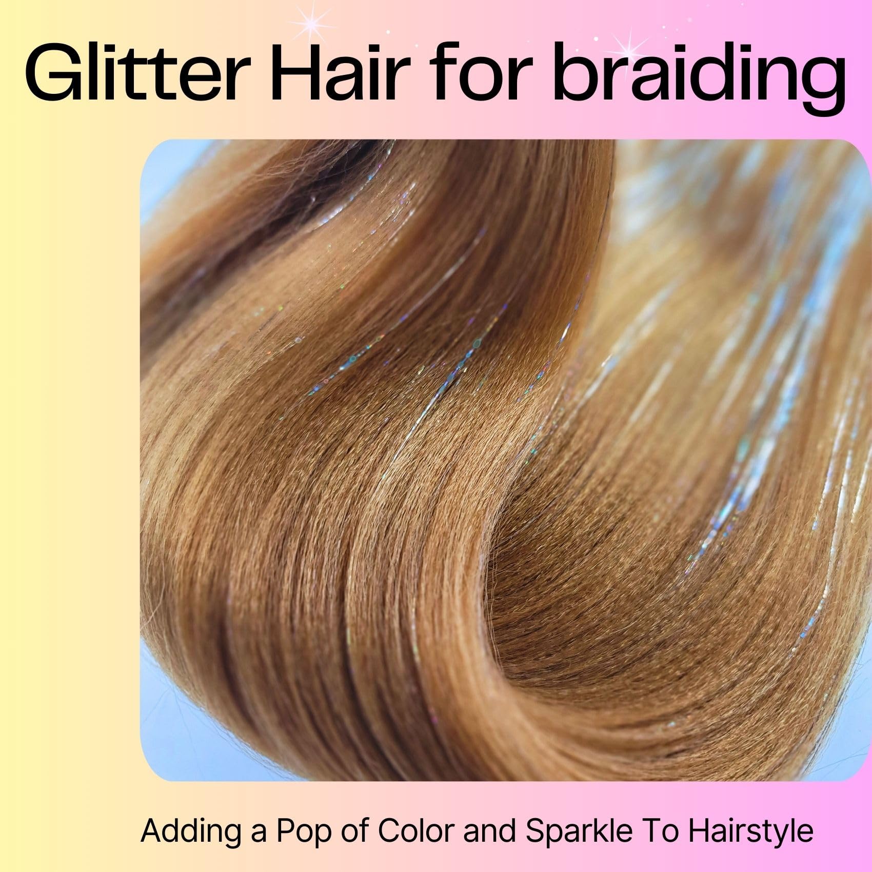 Sparkling Honey Blonde Tinsel Braiding Hair Pre Stretched Glitter Braiding Hair Extensions For Knotless Box Braids(26Inch 4 Pack