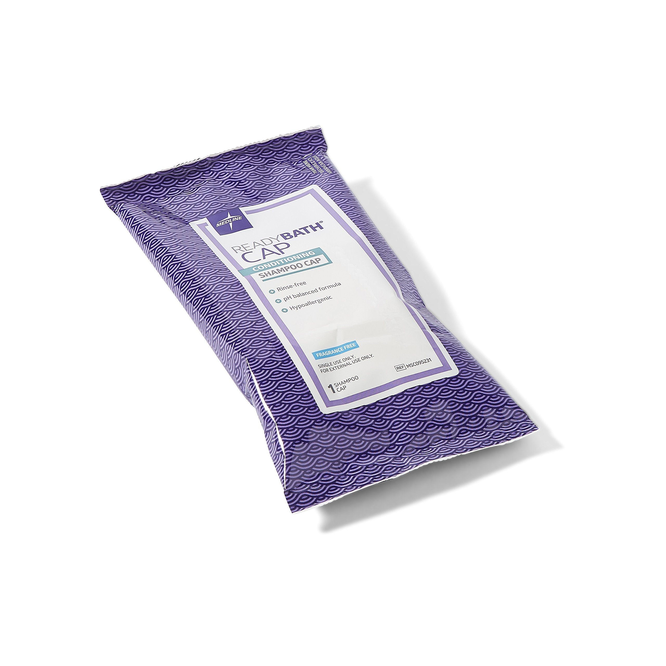 Medline Readybath Unscented Rinse-Free Shampoo Cap With Conditioner, 30 Count