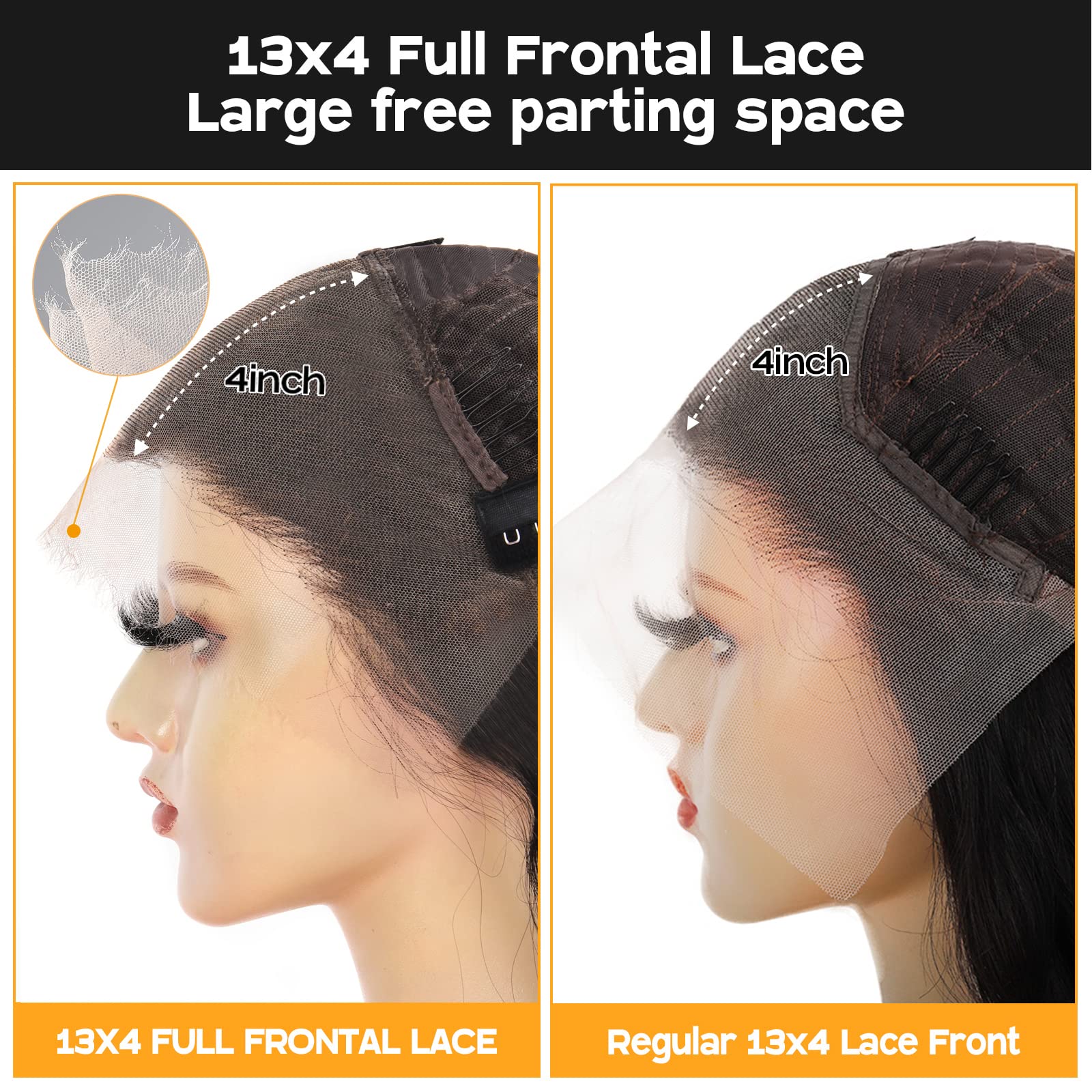 Beeos 13X4 Full Frontal Hd Lace Wig 250% Density 0.10Mm Ultra-Thin Invisible Lace Human Hair Body Wave Wig Pre Plucked Hairline