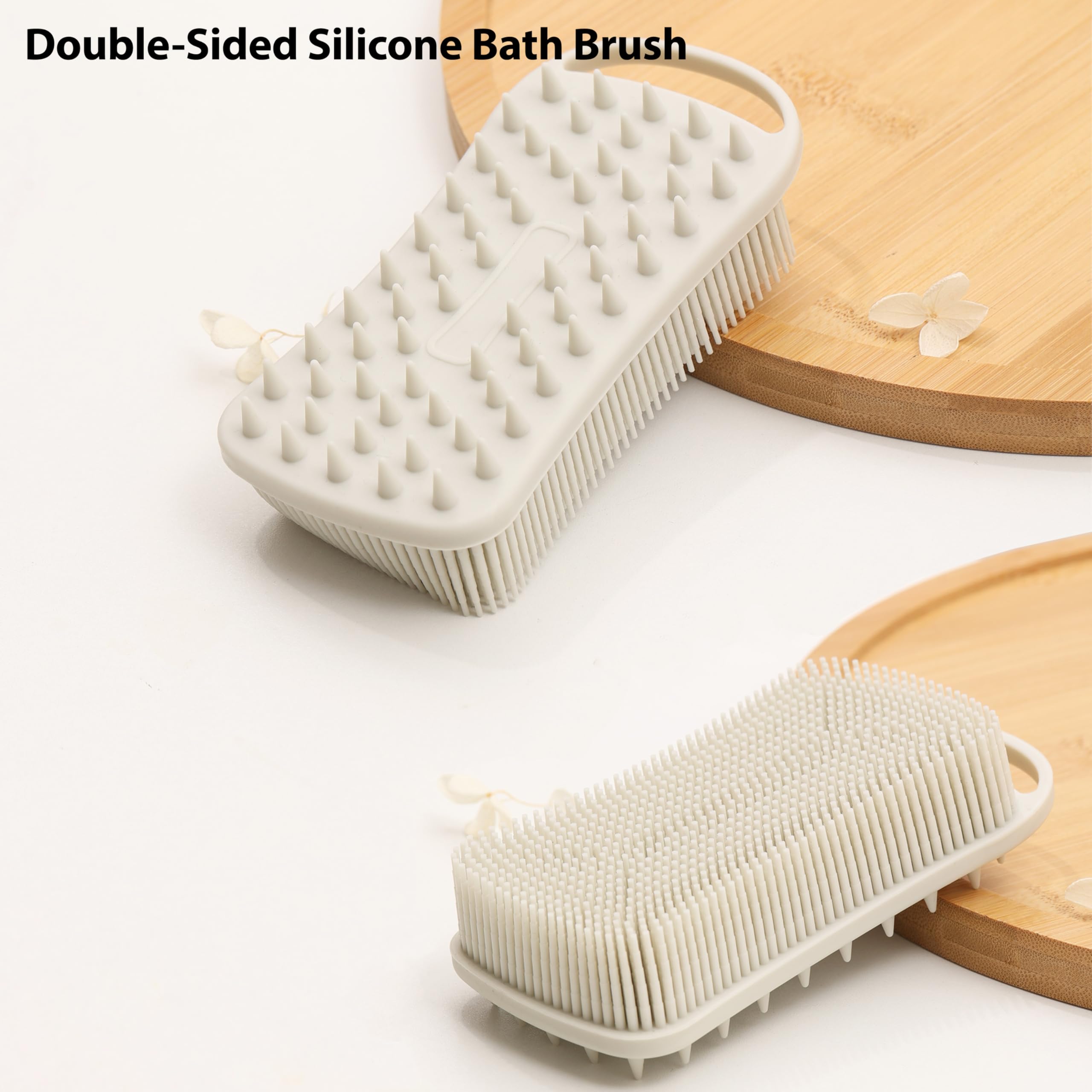 2 Pc Silicone Exfoliating Body Scrubber, 2 In 1 Silicone Body Shampoo Brush, Soft Silicone Loofah For Sensitive Skin, Shower Sil