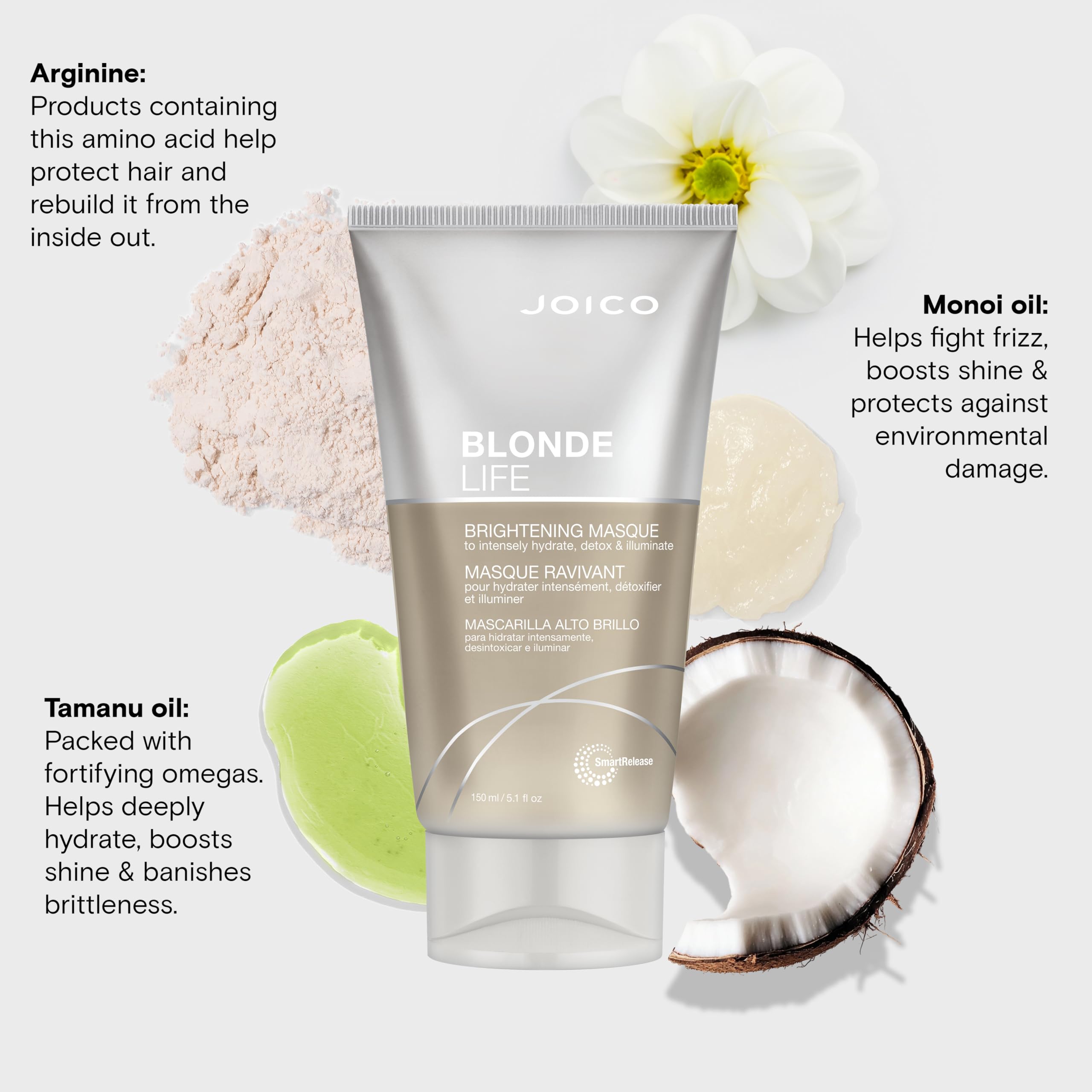 Joico Blonde Life Brightening Masque | For Blonde Hair | Instant Hydration | Neutralize Chlorine & Detoxify Hair | Add Softness