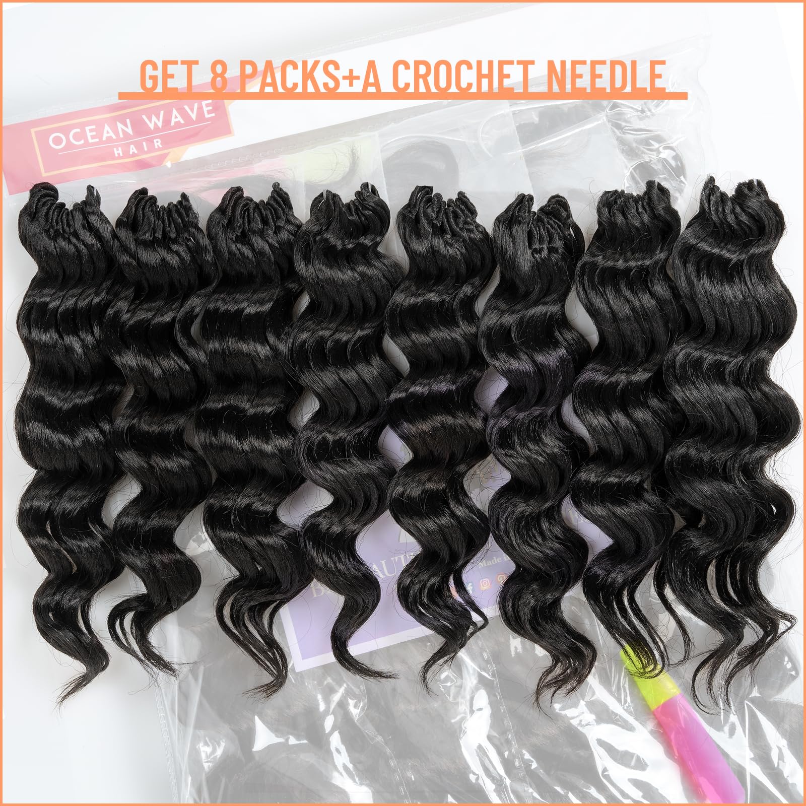 Toyotress Ocean Wave Crochet Hair - 12 Inch 8 Packs Natural Black Crochet Braids Deep Twist Synthetic Braiding Hair Extensions (