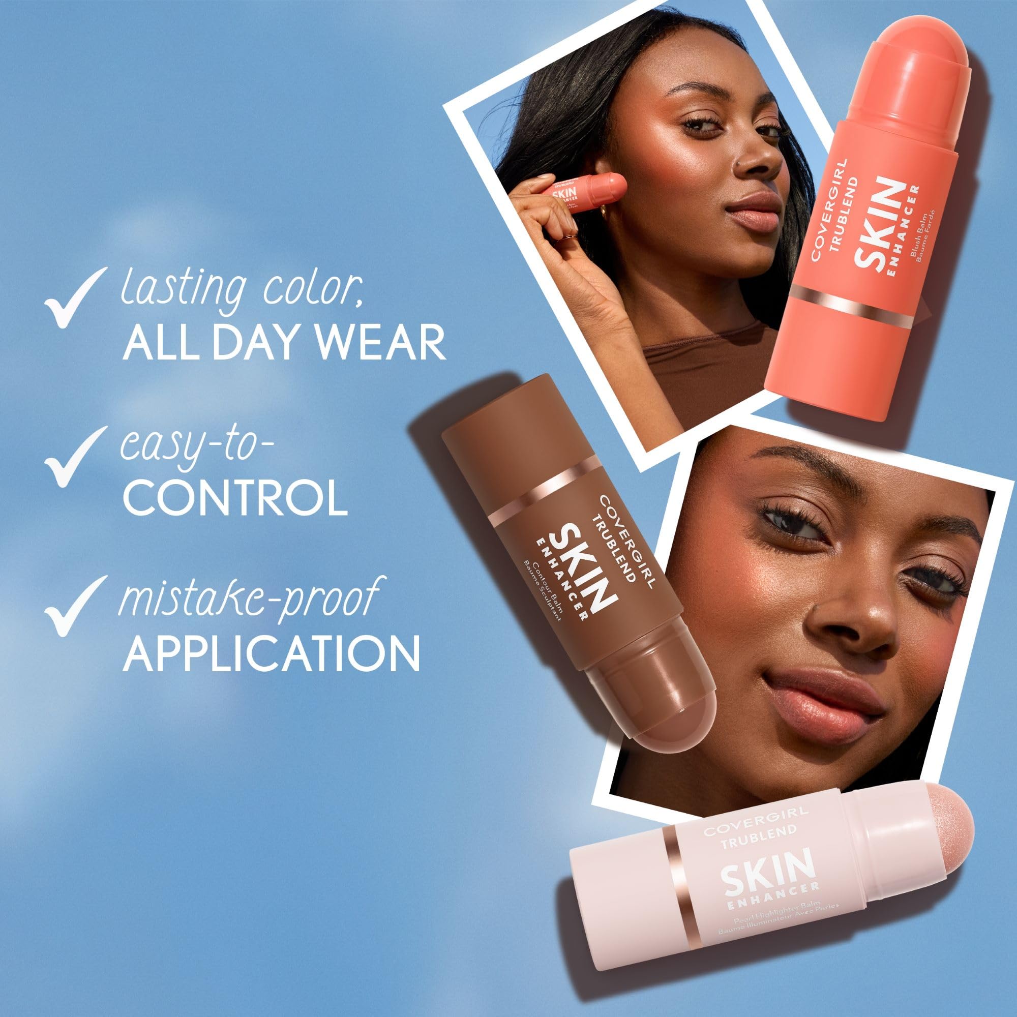 Covergirl Trublend Skin Enhancer Balm Stick, 230 Bubblegum Pop, Blush Stick, Vegan Formula, Easy To Use, Glides On Effortlessly,
