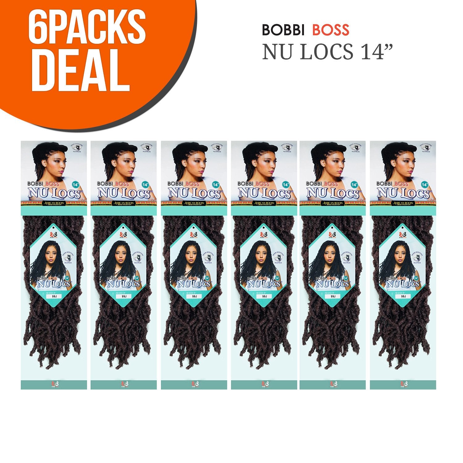 Bobbi Boss Synthetic Hair Crochet Braids African Roots Braid Collection Nu Locs 14 (6-PACK, 1)