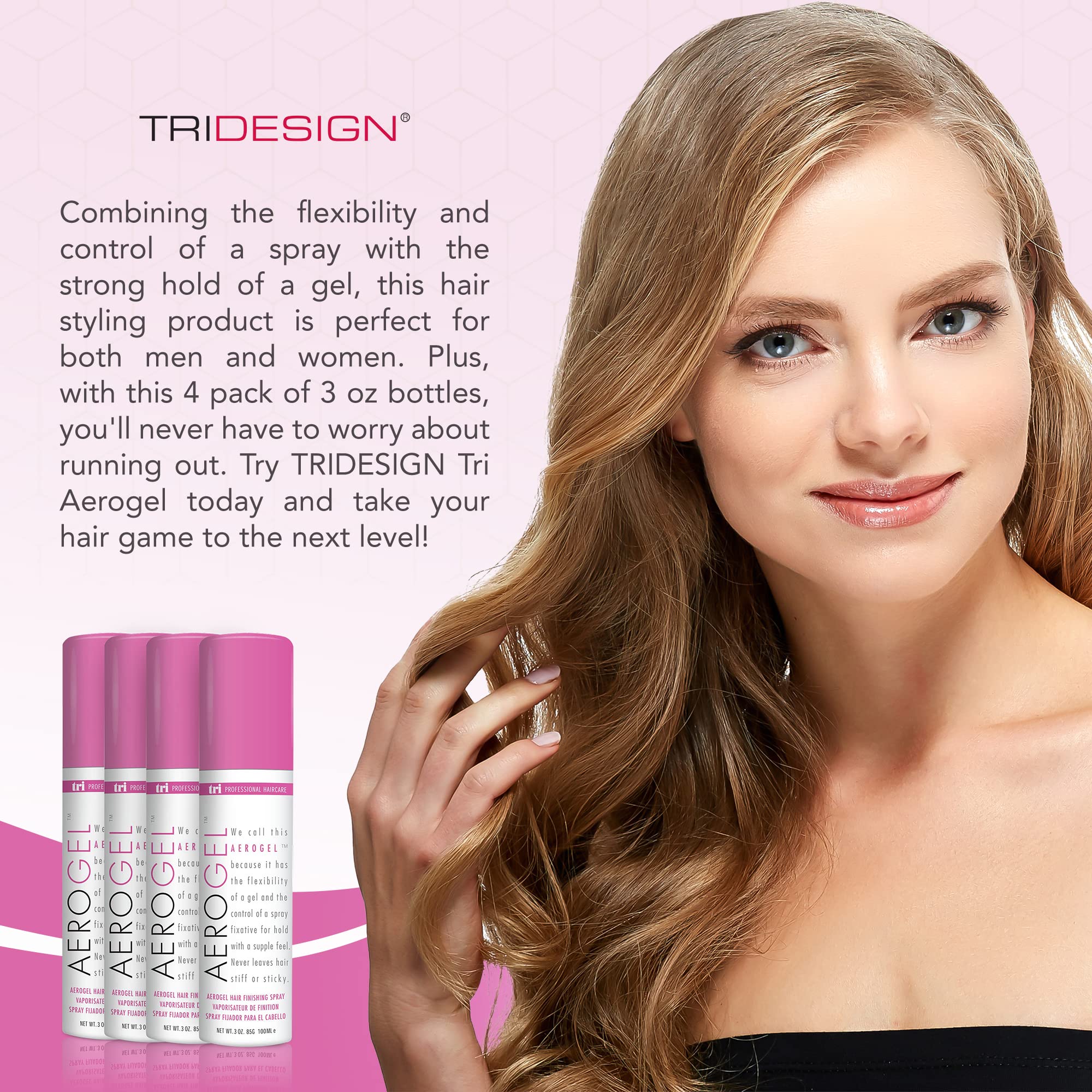 Tri Design Aerogel Hair Spray - Extra Hold, Free & Clear Hairspray Firm Hold For Women And Men, Travel, Volume Fixer & Non-Stick