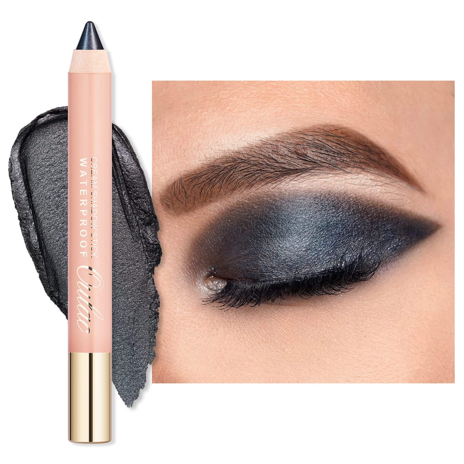 Oulac Black Eyeshadow Pencil - Waterproof Eye Shadow Stick Smooth And Long Lasting, Shimmering Glitter Finish, Blendable Eyes Ma