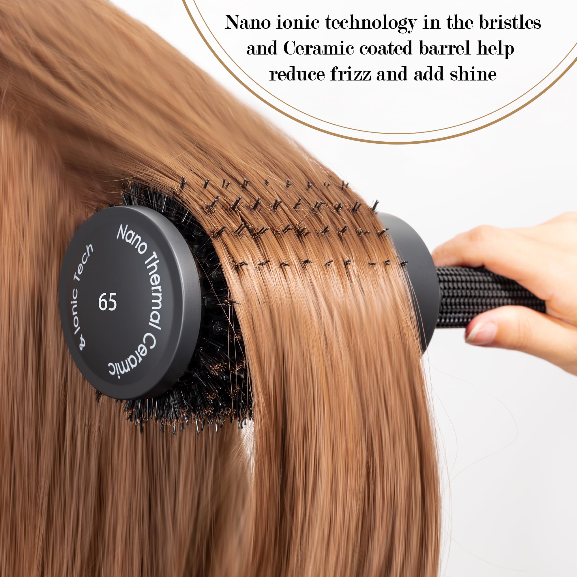 Stylemate Round Brush, Nano Thermal Ceramic & Ionic Tech Round Barrel Roller Hair Brush With Boar Bristles For Blow Drying, 4 Fr
