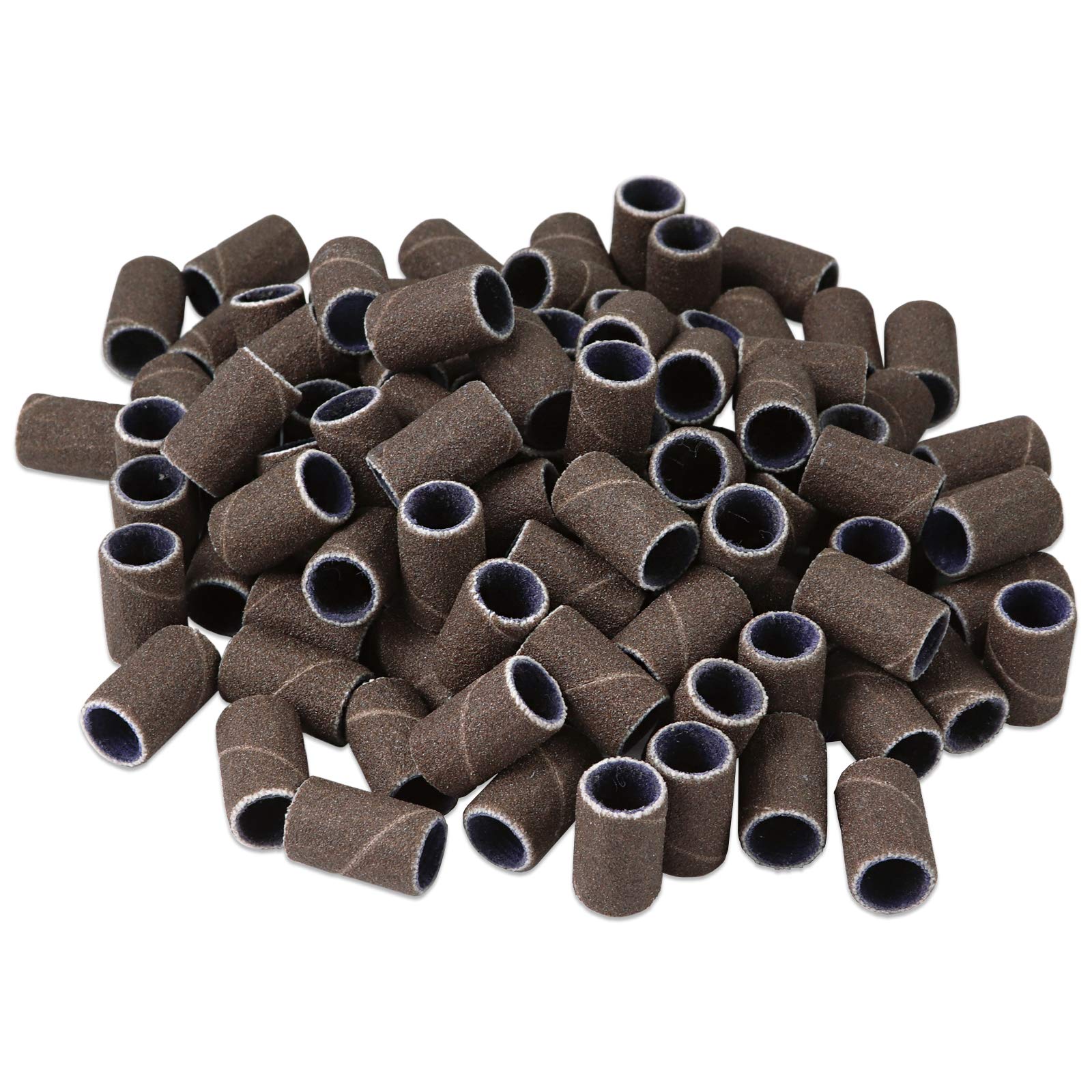 100 Pcs Large Brown Nail Drill Bits Sanding Bands For Nail Drill 240 Coarse Grit - Nail File For Acrylic Nail Gel Manicures Pedi