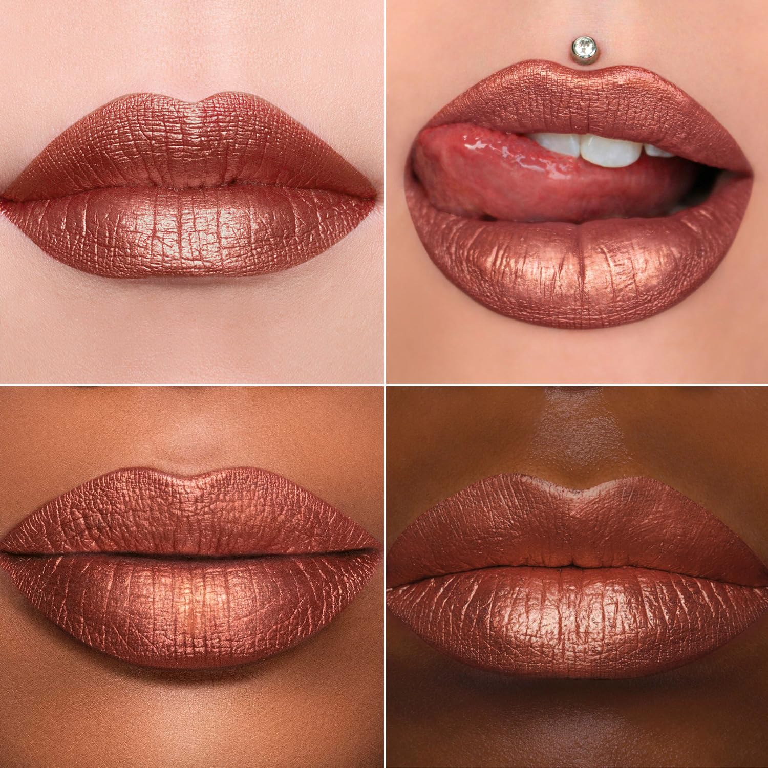 Maki Yika Metallic Lipsticks Long Lasting Brown Lipstick For Women, High Shine Glitter Lipstick No Smudge Transferproof Iquid Li