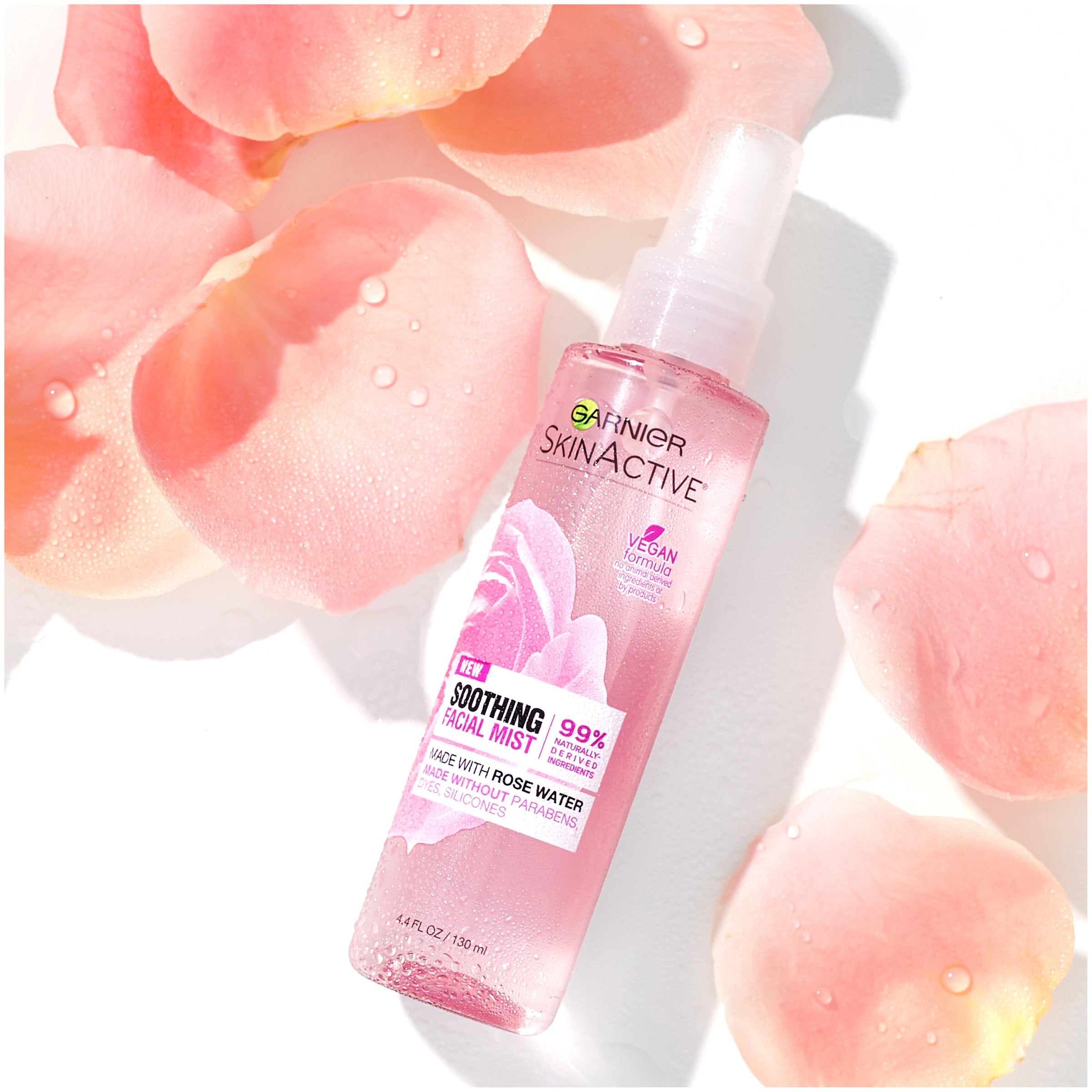 Garnier SkinActive Facial Mist Spray with Rose Water, 4.4 Fl Oz (130mL), 1 Count (Packaging May Vary)