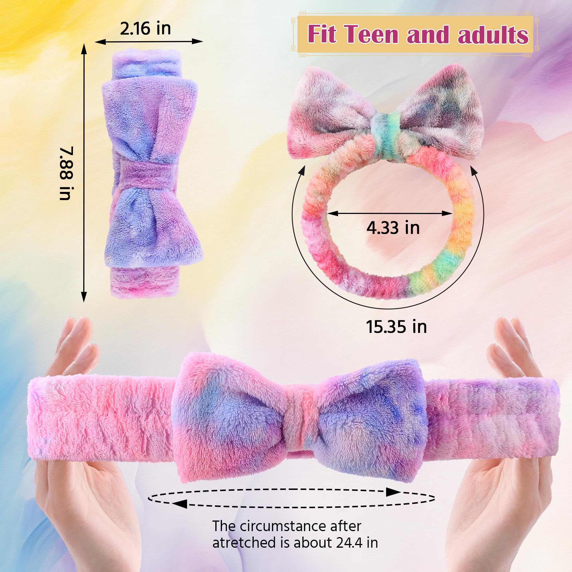 Wsyub Makeup Party Favors,Sleepover Party Favors,28Pcs Spa Headband,Face Wash Headband For Girls,Spa Headband Bulk
