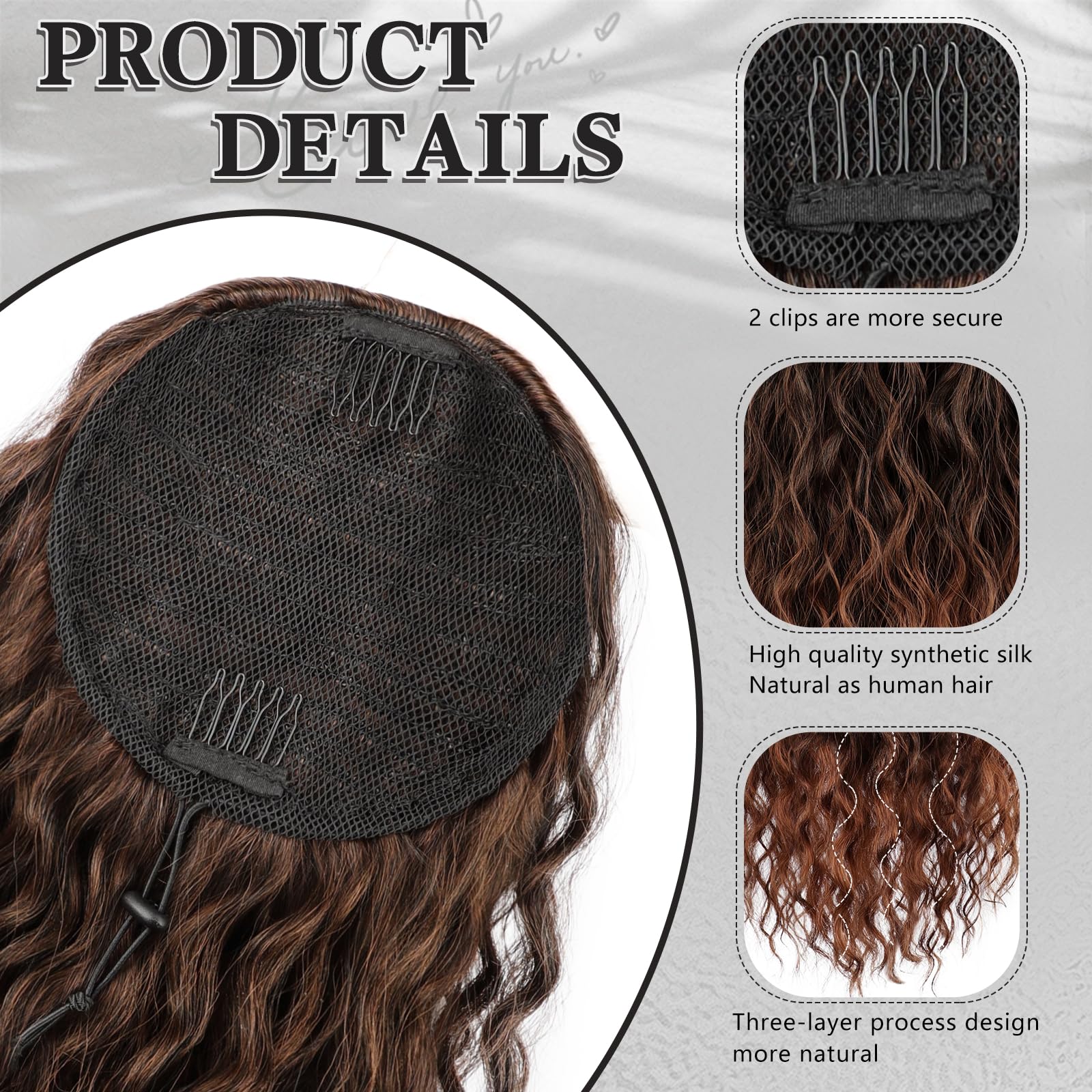 Freemeige Ponytail Extension For Black Women Drawstring Ponytail Long Curly Wavy Ponytail 20Inch Synthetic Clip In Ponytail Hair