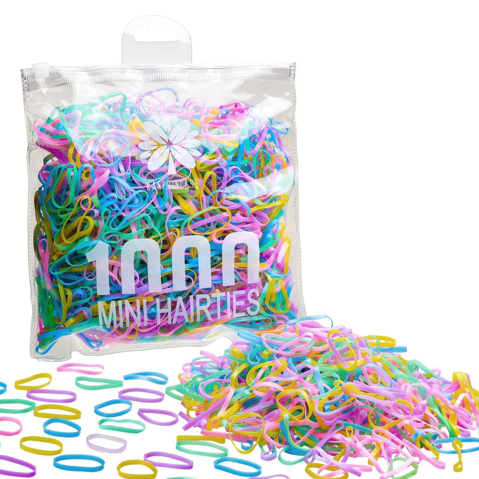 KANPRINCESS 1000PCS Hair Rubber Bands(rainbow)