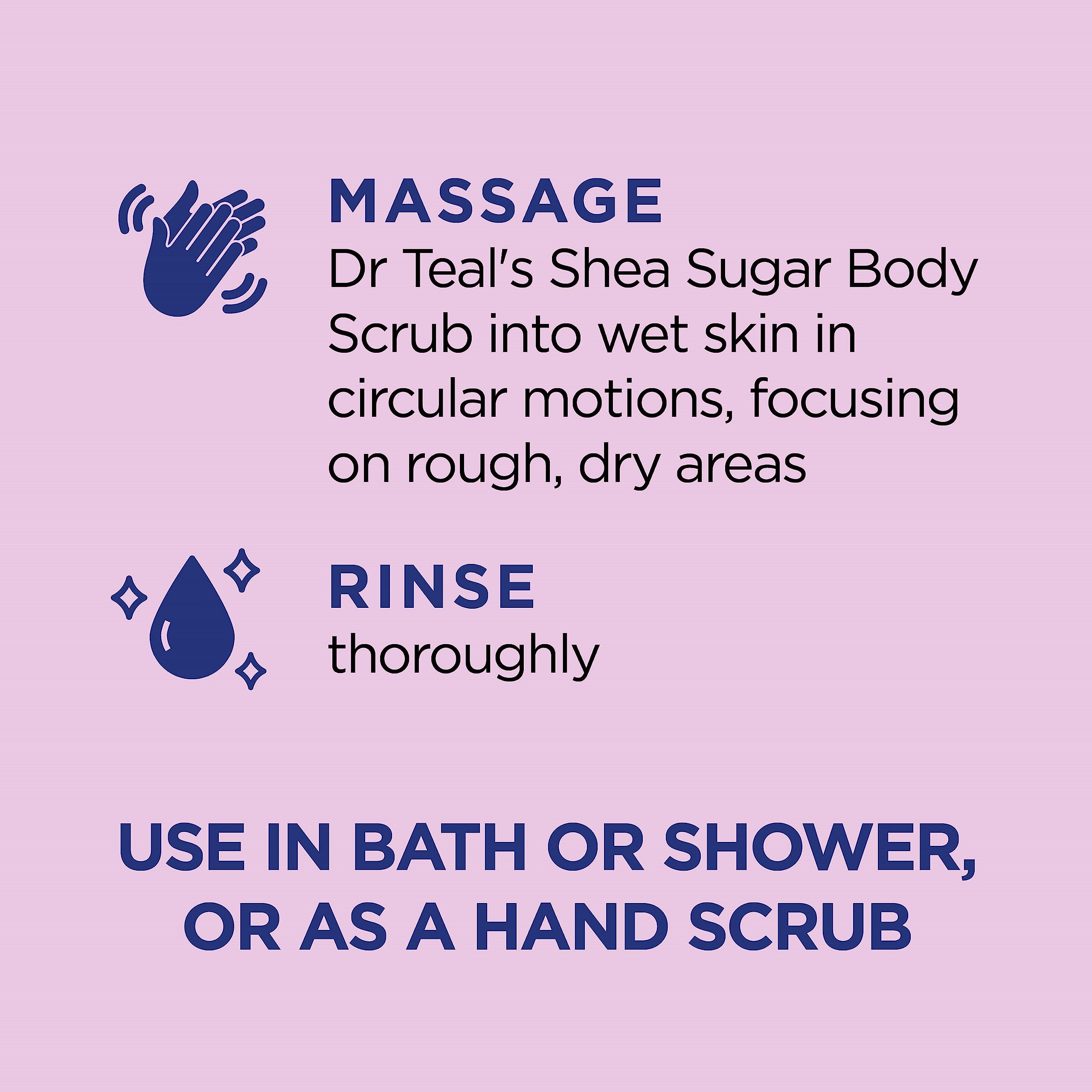 Dr Teal's Shea Sugar Body Scrub, Black Elderberry with Essential Oils, 19 oz (Pack of 3) (Packaging May Vary)