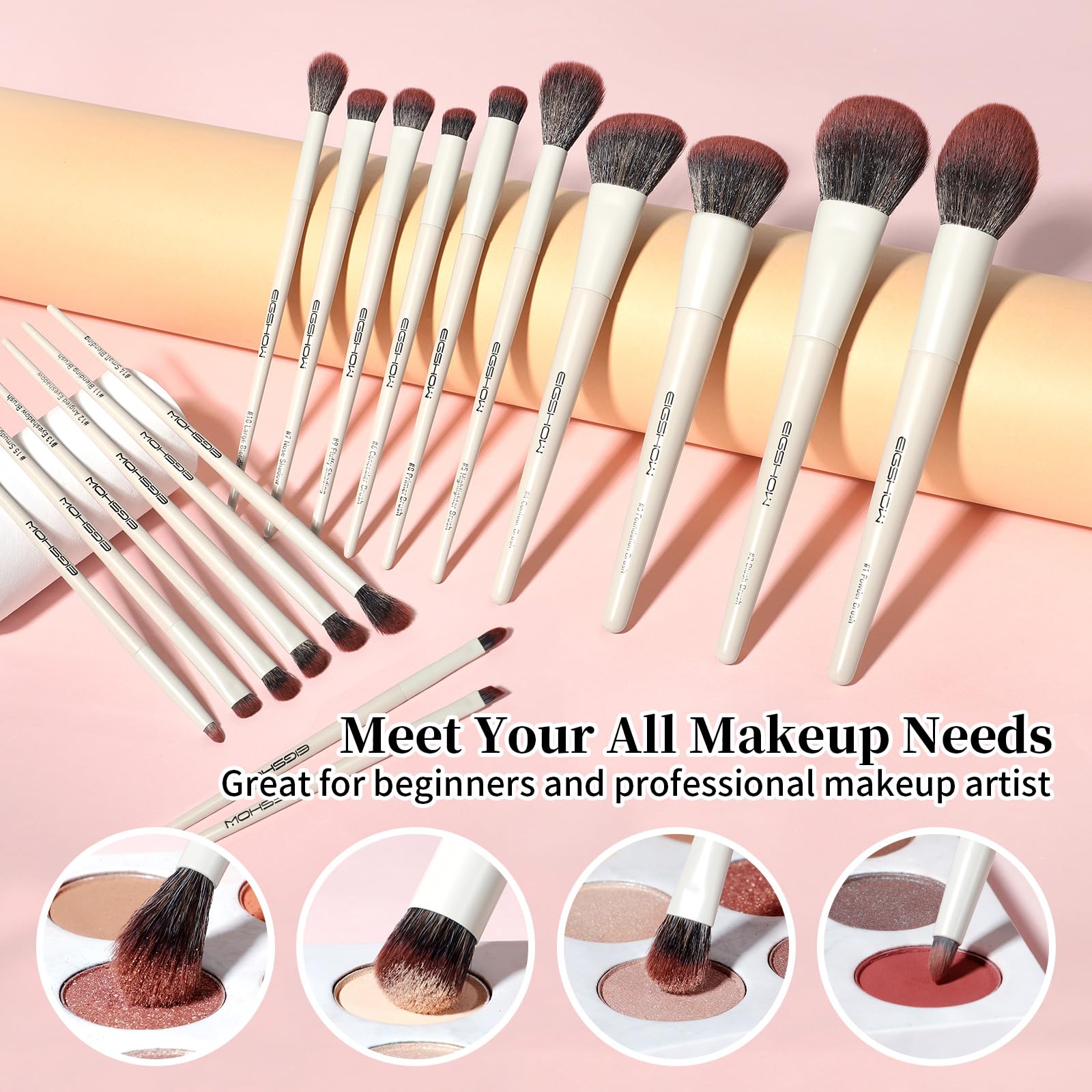 Eigshow Makeup Brushes, 18Pcs Professional Make Up Brush Set With Lables, For Foundation, Blush, Contour, Eyeshadow, Eyeliner, C