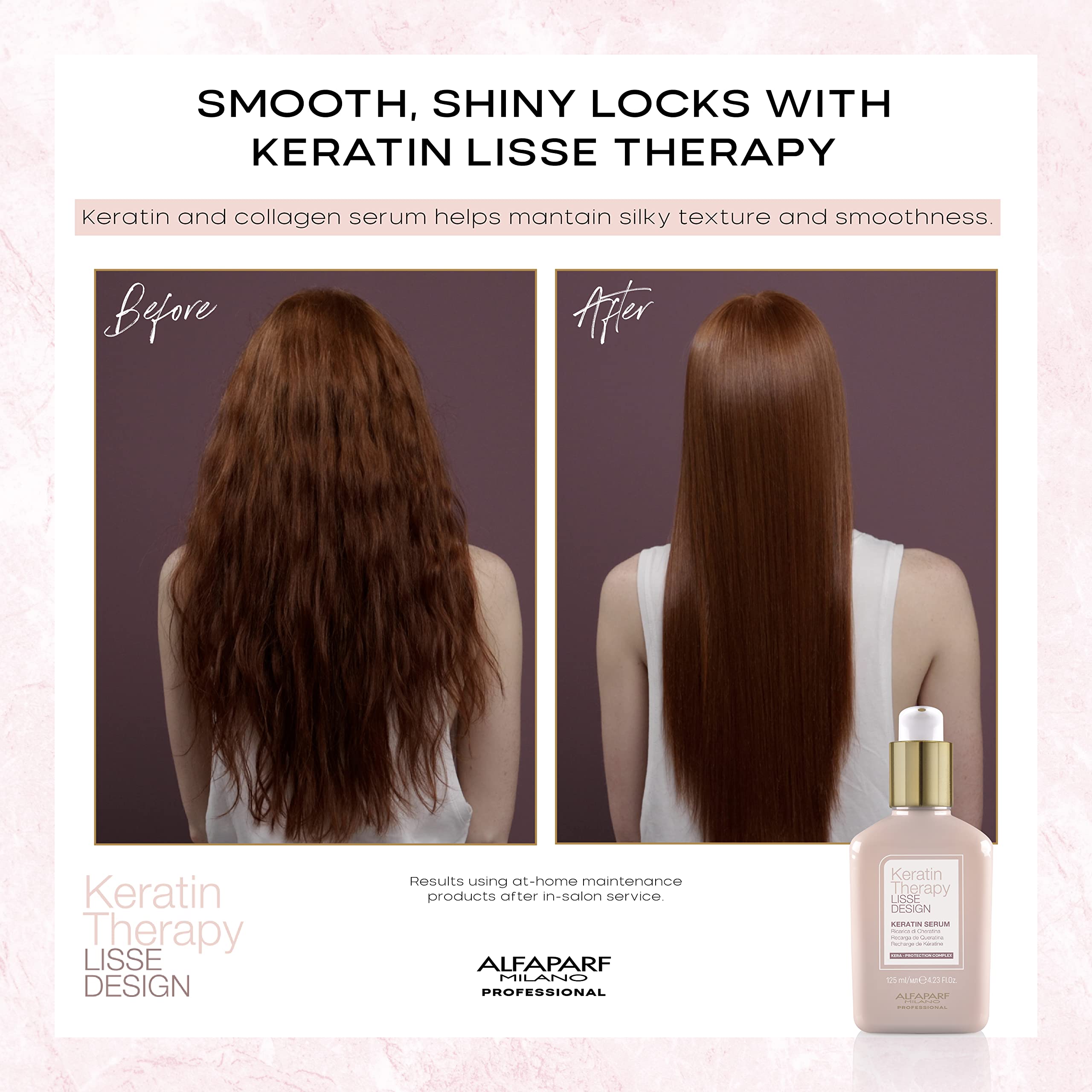 Alfaparf Milano Keratin Therapy Lisse Design Keratin Serum - Maintains and Enhances Salon Keratin Hair Treatments - Adds Shine,
