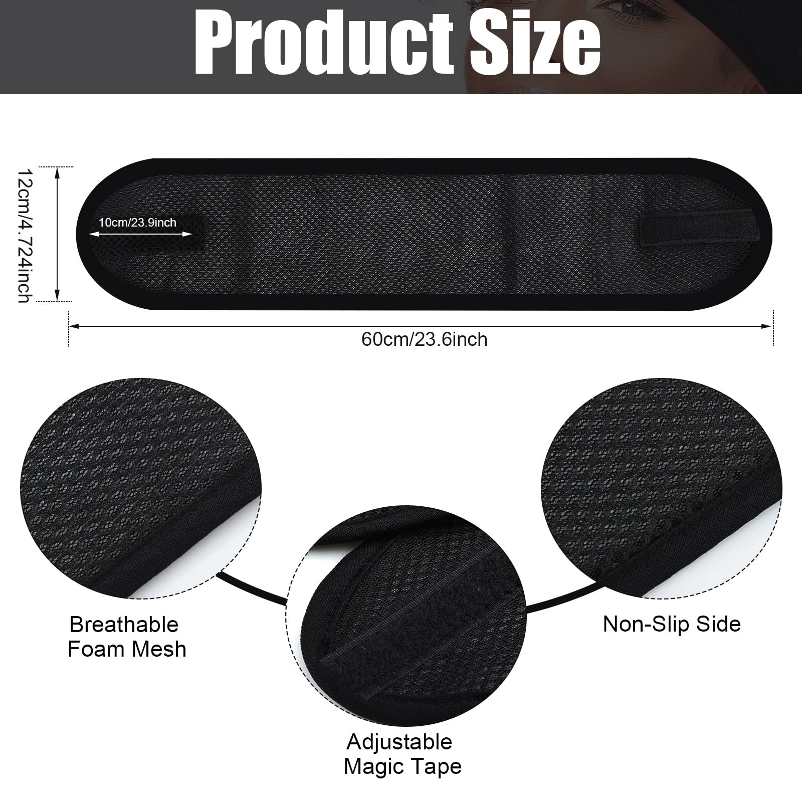 Giegxin 6 Pieces Foam Mesh Wrap African Bath Foam Mesh Makeup Headbands With Adjustable Tape Facial Spa Headbands Breathable Non