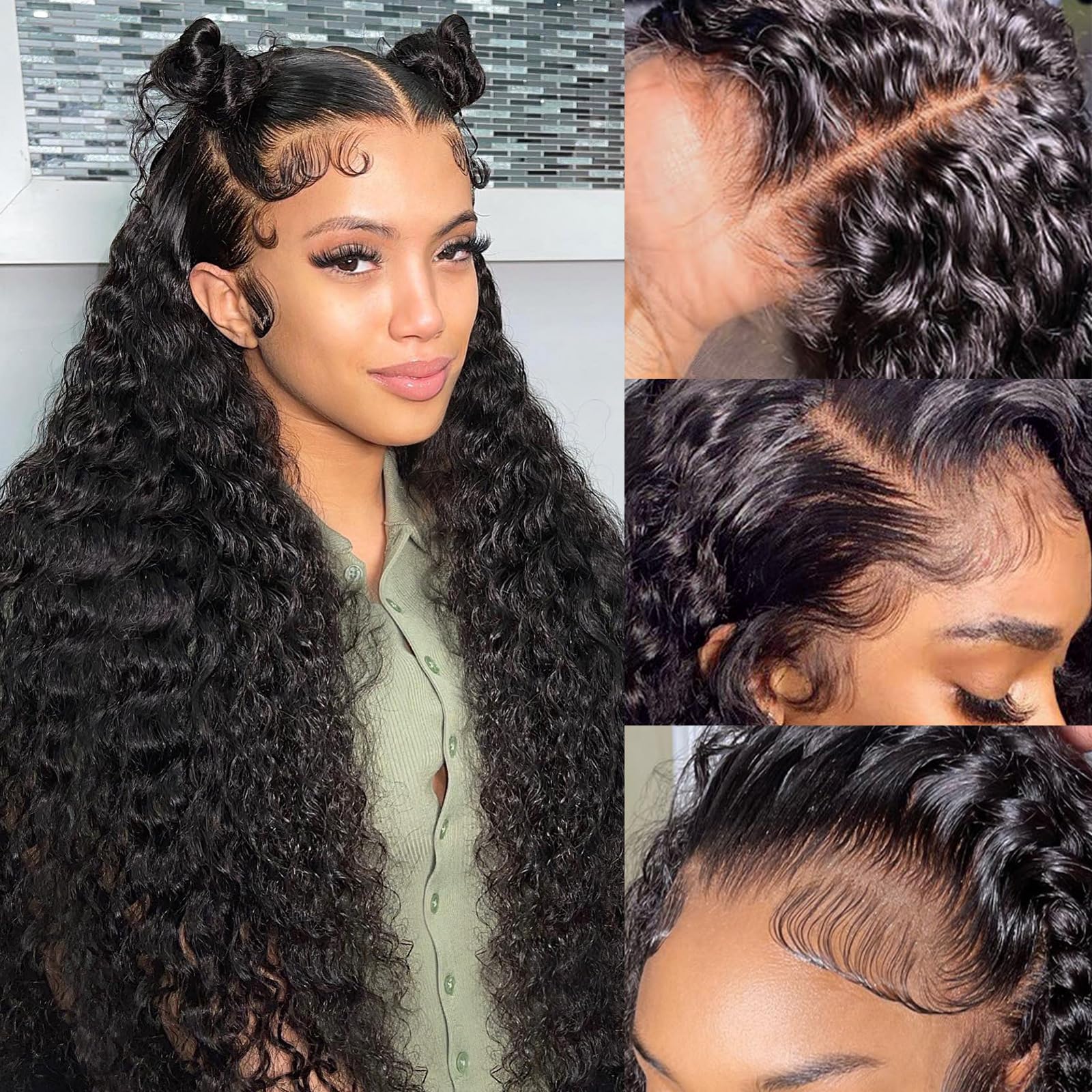 AISI 13x4 Deep Wave Lace Front Human Hair Wigs for Black Women 180% Density HD Transparent Lace Front Wigs Human Hair Pre Plucke