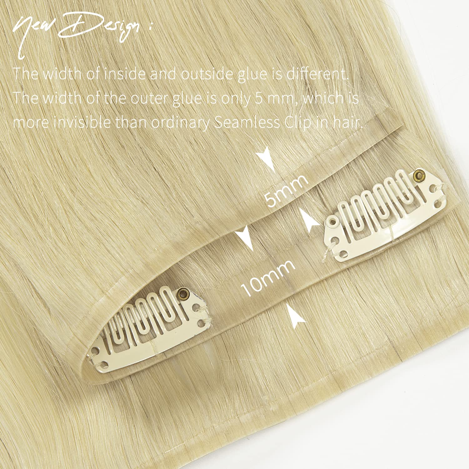 Lacer Hair 22 Inch Glam Seamless Hair Extensions Clip in Human Hair with Invisible Thin PU Skin Weft Remy Natural Hair Extension