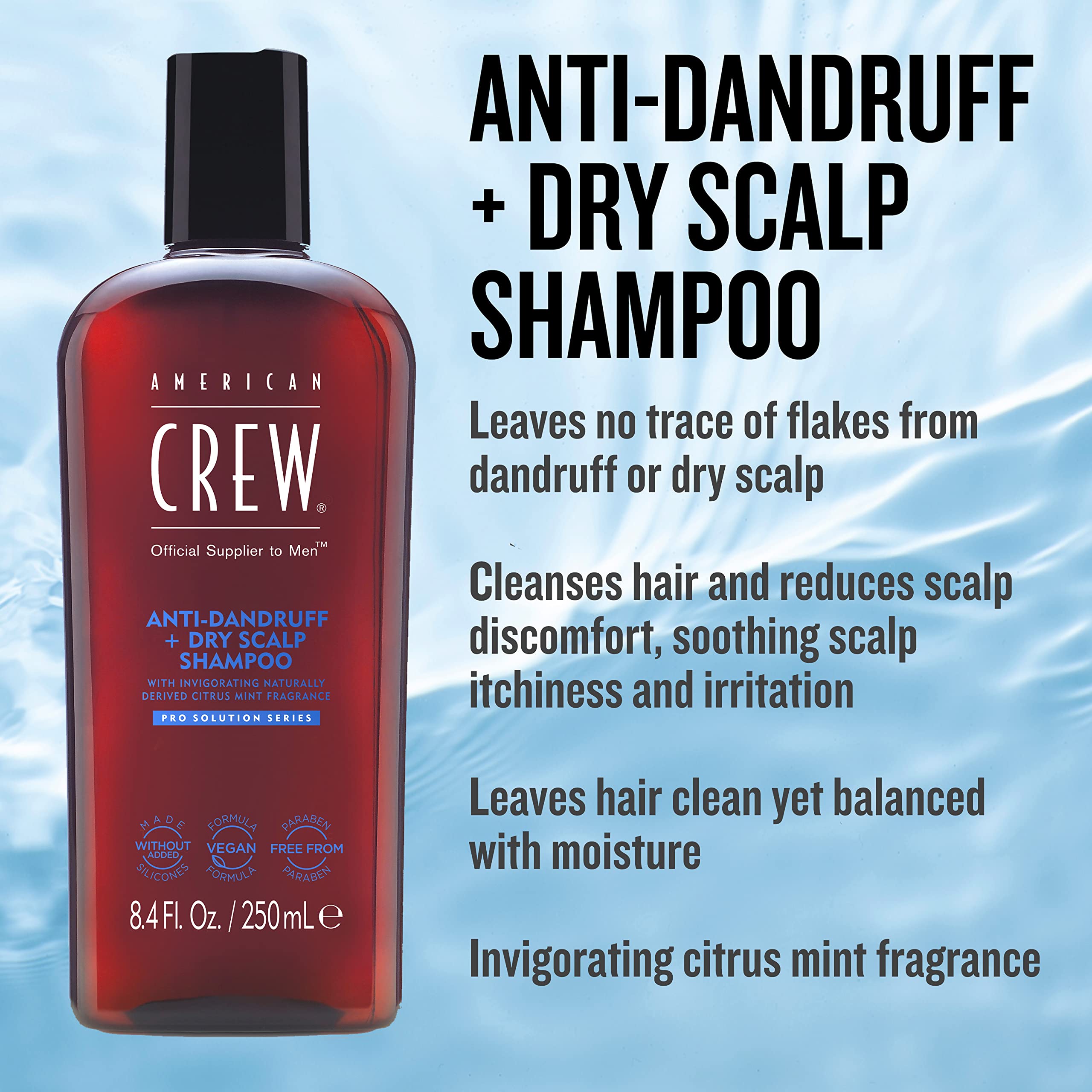 American Crew Anti-Dandruff + Dry Scalp Shampoo, Citrus Mint Scent, 8.45 Oz