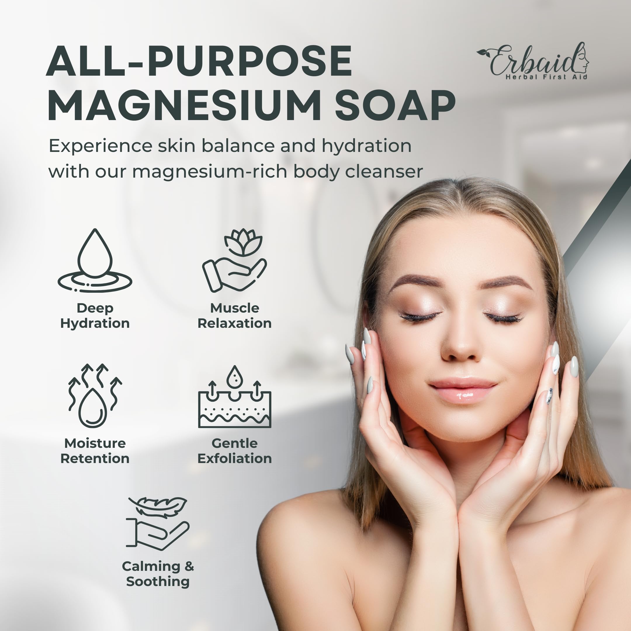 Dead Sea Magnesium Soap Bar - Deep Cleansing, Moisturizing Body Soap For Dry Itchy And All Skin Types - Shower Soap Soothes Musc