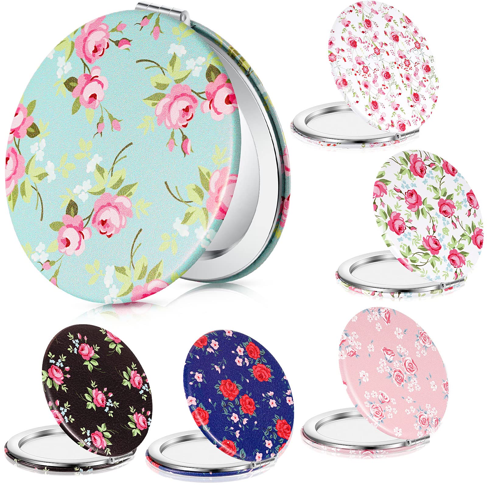 Vicenpal 6 Pieces Pocket Mirrors For Women Small Mini Compact Mirror For Purse Magnifying Travel Makeup Mirror Portable Folding