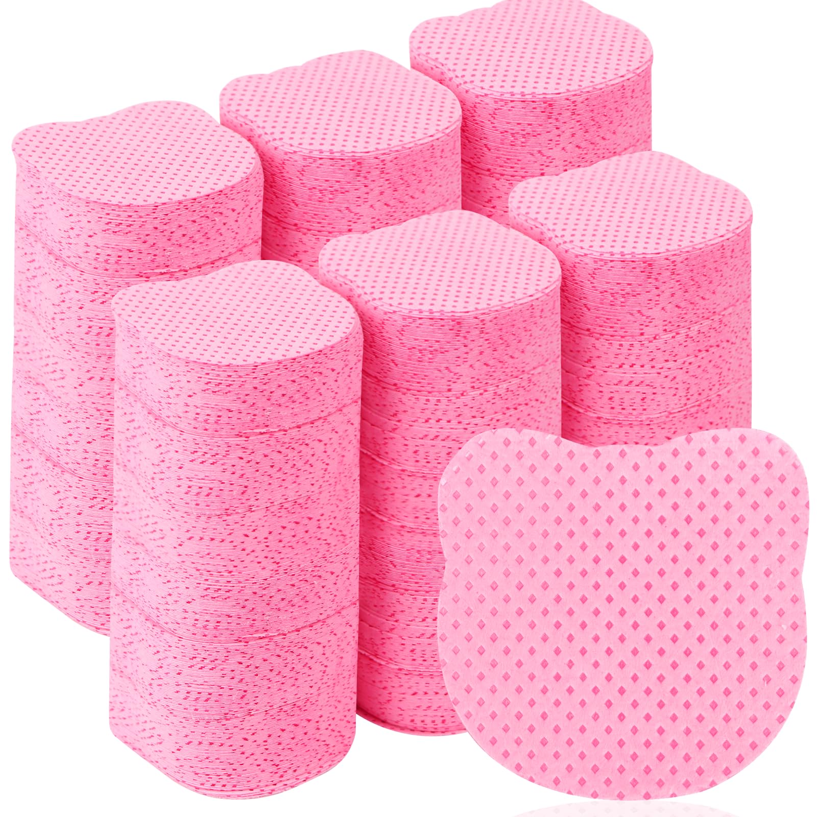 Corconess Lint Free Nail Wipes 1200PCS Cute Bear Head Shape Non-Woven Nail Polish Remover Wipes No Lint Nail Cleaning Wipes Pink