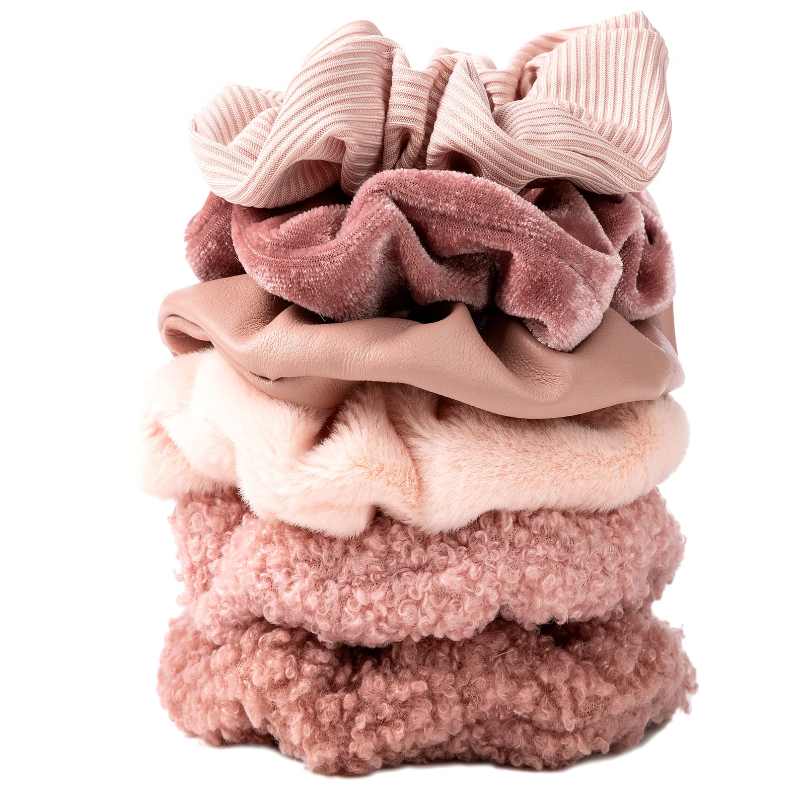 Scrunchies for Women 6PCS Large Velvet Scrunchies for Women Thick Hair Ultra Textured Soft Scrunchy Hair Ties for Girls Neutral 