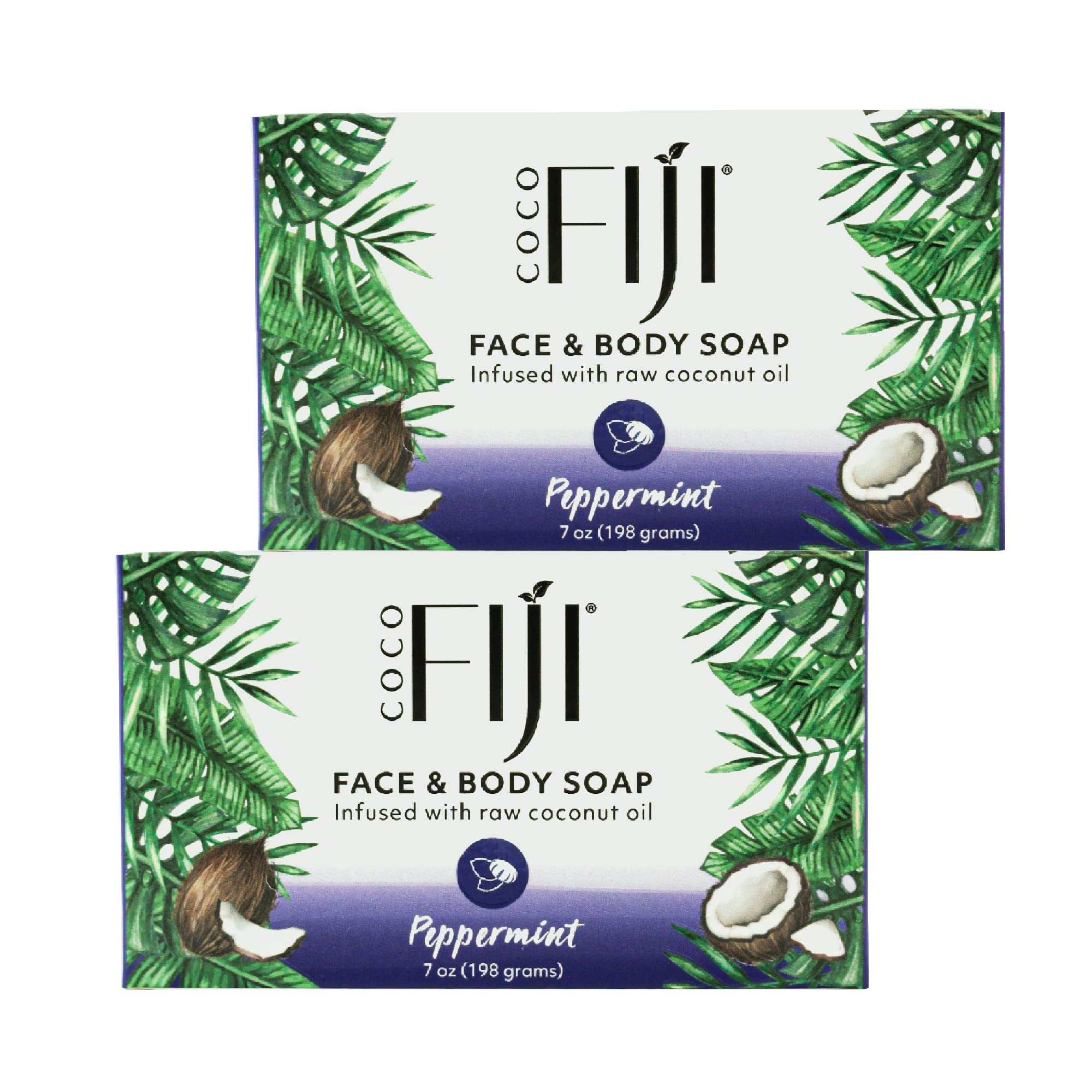 Coco Fiji Soap Bar for Face and Body Infused With Organic Coconut Oil, Peppermint, Essential Oil, Natural Soap for Moisturizing 