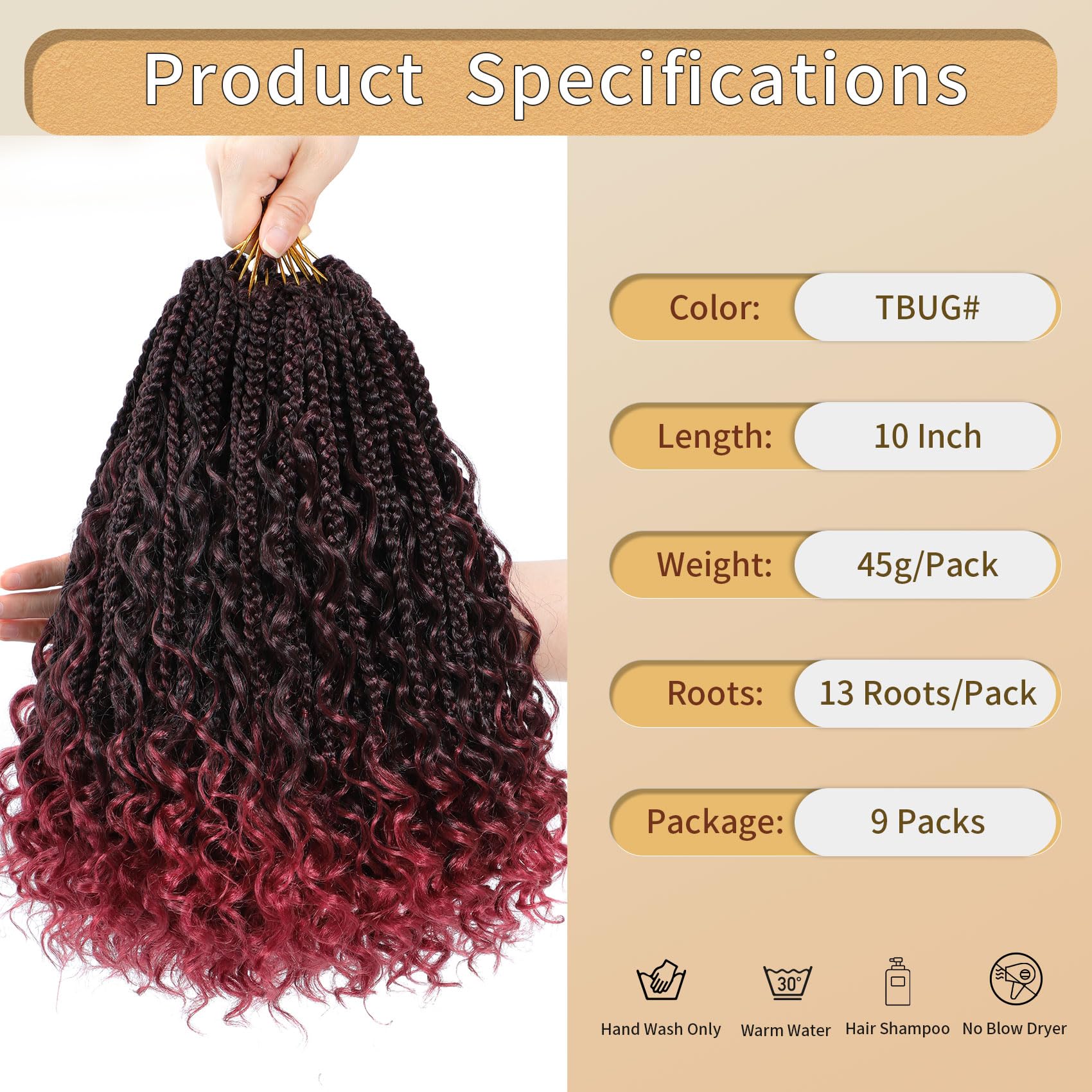 Karida 9 Packs Goddess Box Braids Crochet Hair 10 Inch, Crochet Braids With Curly Ends, Pre-Looped Boho Box Braids Crochet Hair