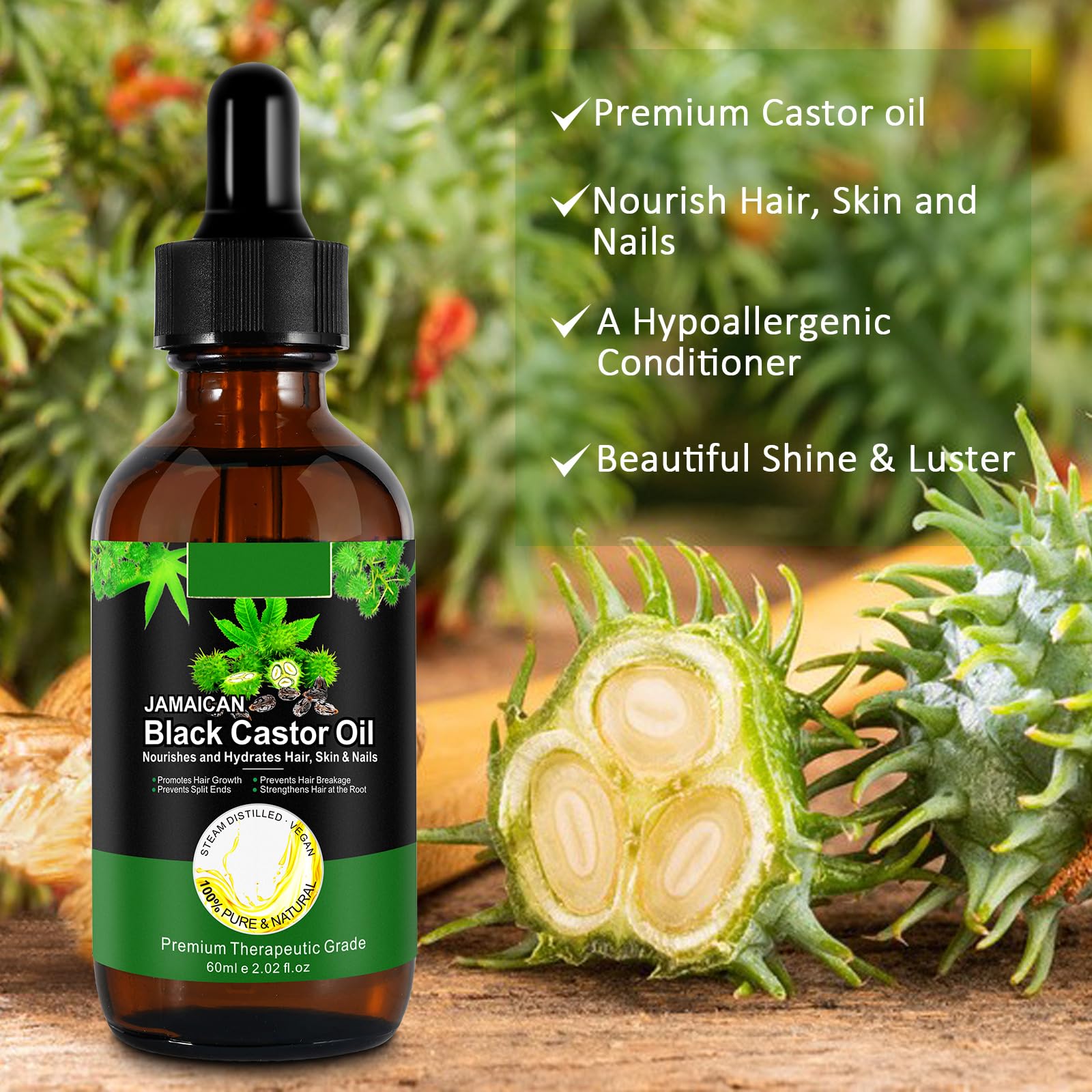 NIFEISHI Organic Castor Oil Cold Pressed Unrefined Glass Bottle, Jamaican Black Castor Oil for Hair Growth, Skin Care, Eyelashes