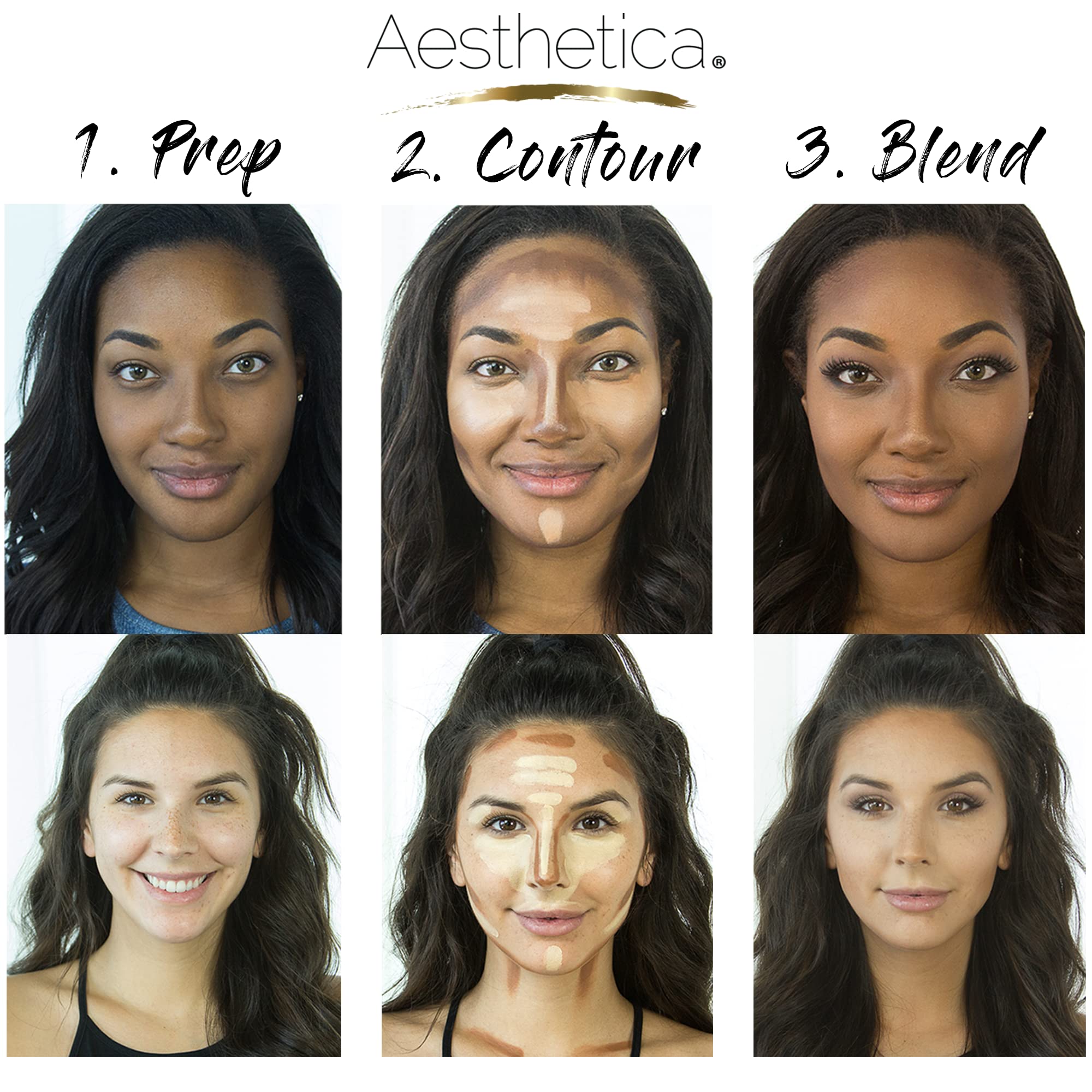 Aesthetica Cosmetics Cream Contour And Highlighting Makeup Kit - Contouring Foundationconcealer Palette - Vegan, Cruelty Free &