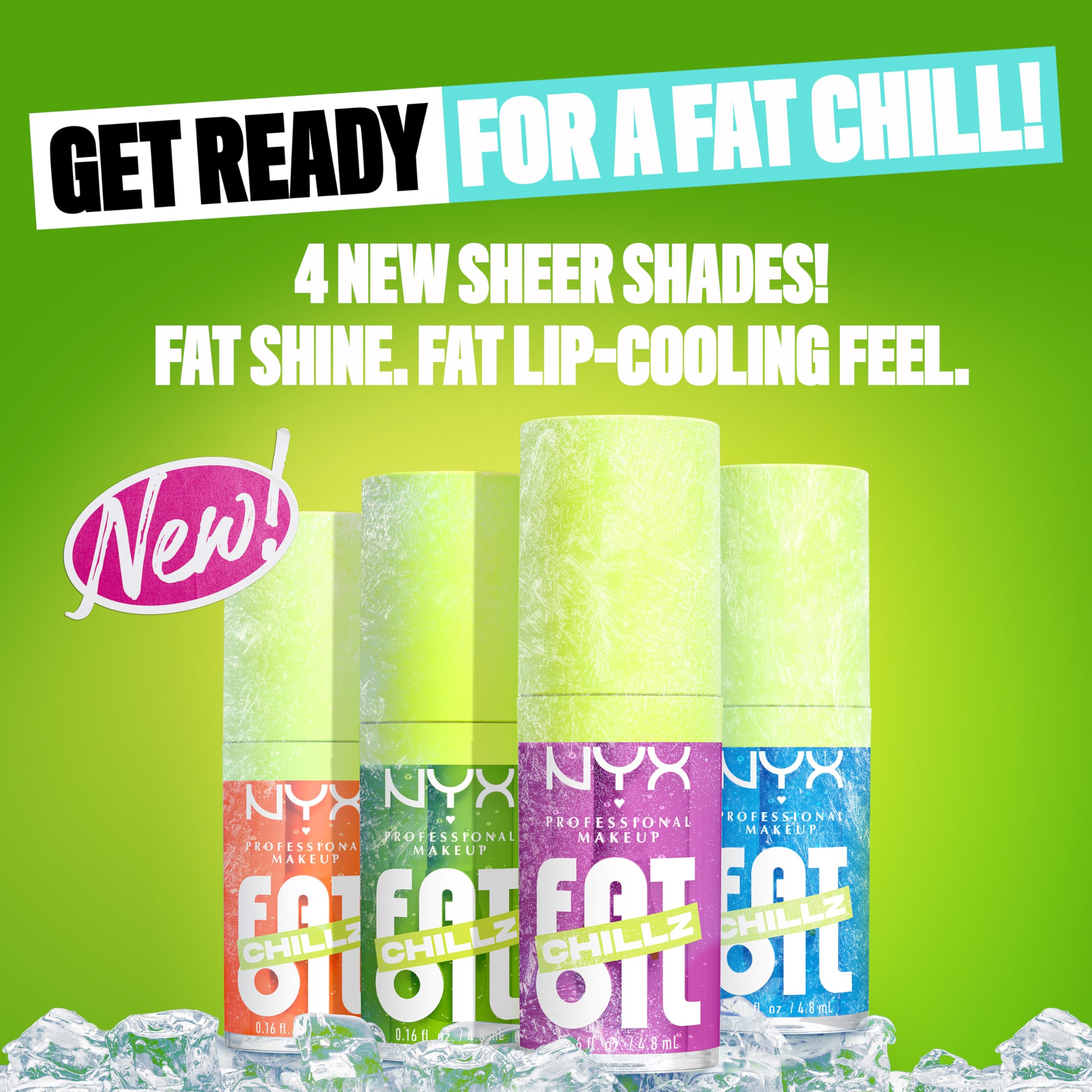 NYX PROFESSIONAL MAKEUP Fat Oil Chillz, Moisturizing, Shiny and Vegan Tinted Lip Gloss - Citrus Chiller (Sheer Orange)
